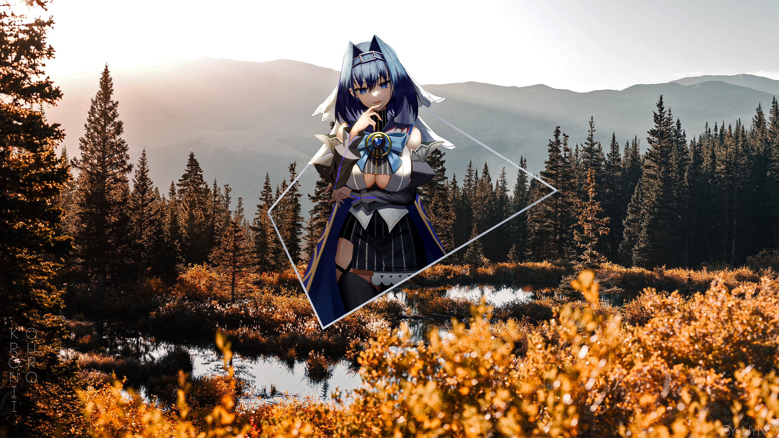 Ouro Kronii from Hololive in a forest landscape HD Wallpaper