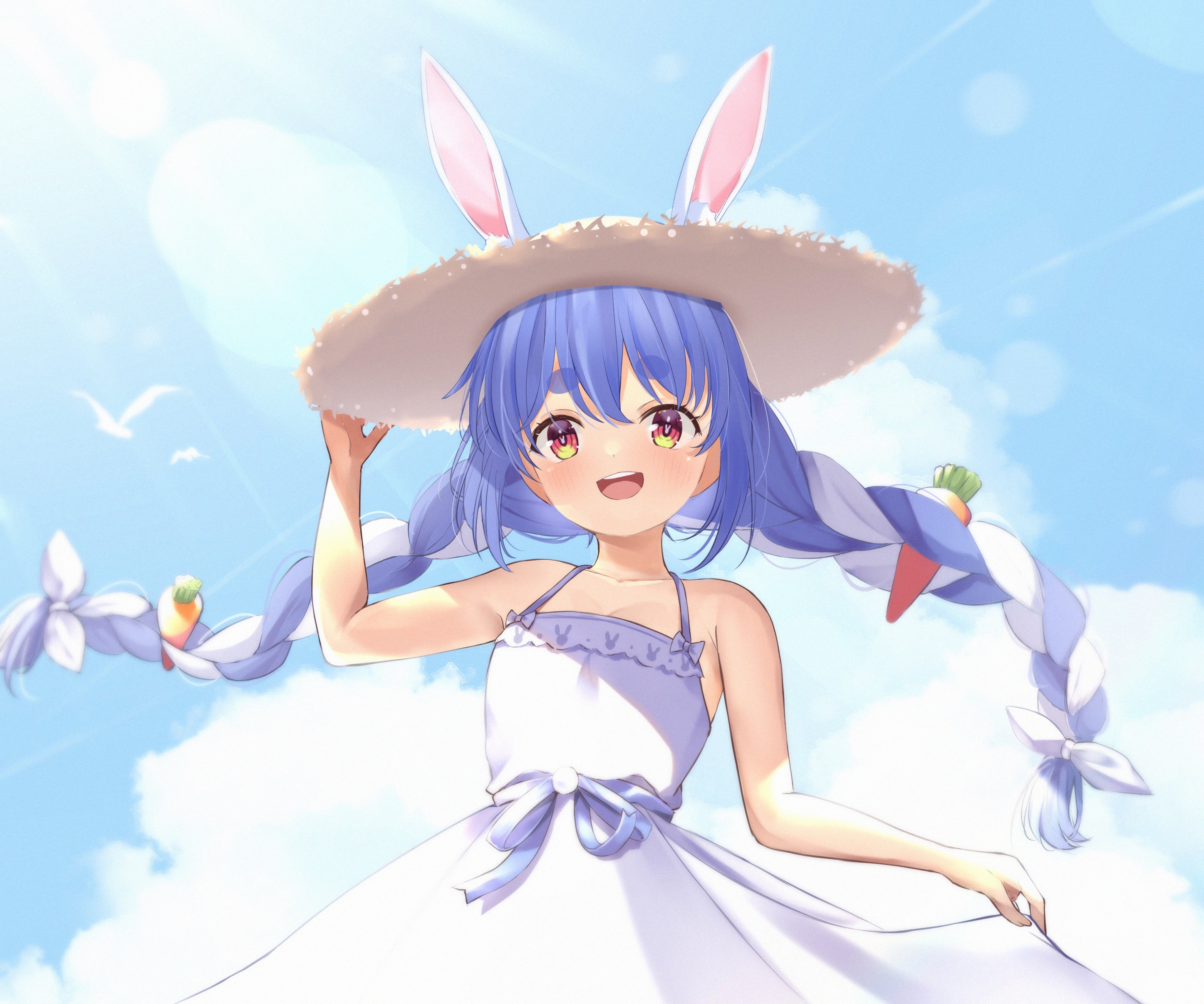 Usada Pekora from Hololive in a summer dress HD Wallpaper