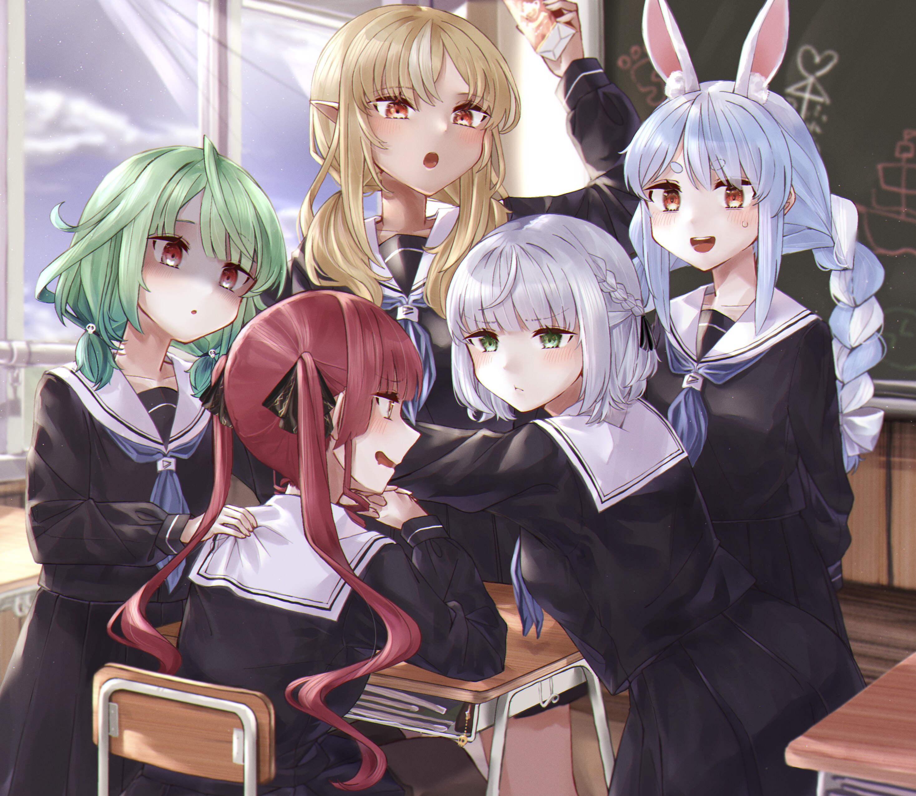 Hololive Virtual YouTubers in School Uniforms HD Wallpaper