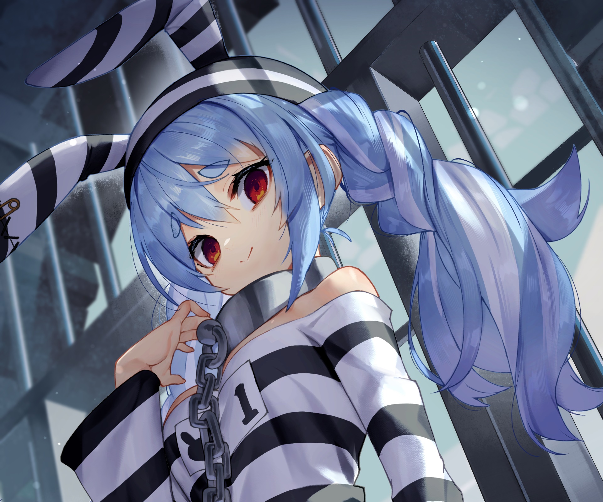 Usada Pekora from Hololive in prison uniform HD Wallpaper