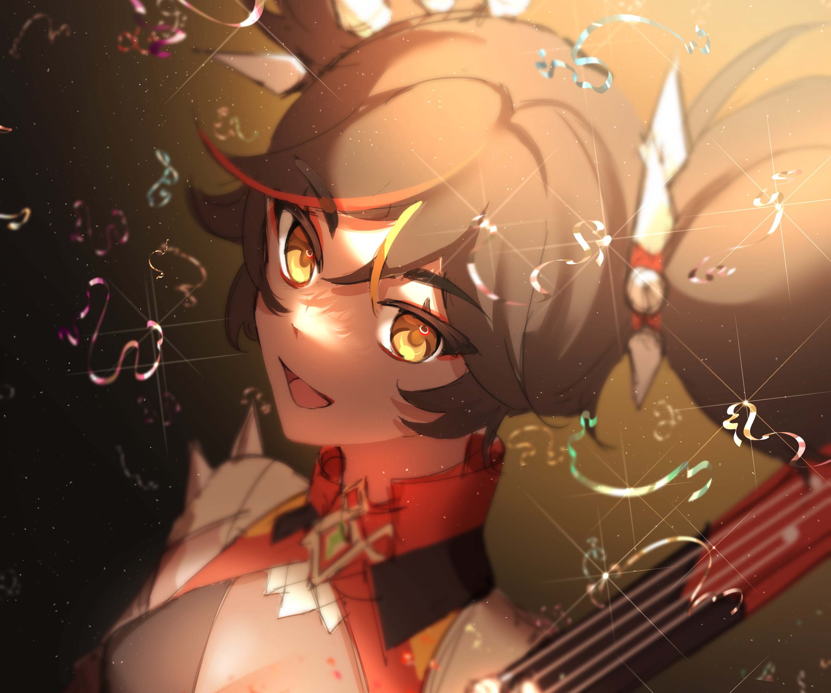 Xinyan from Genshin Impact playing guitar HD Wallpaper