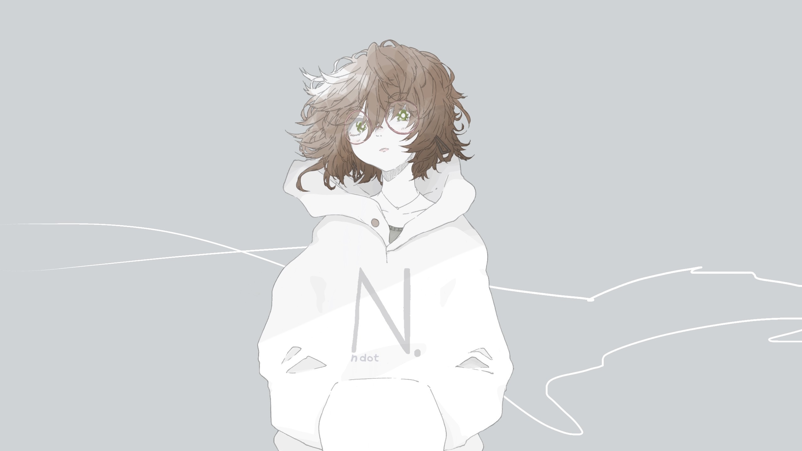 Girl in a hoodie with glasses HD Wallpaper