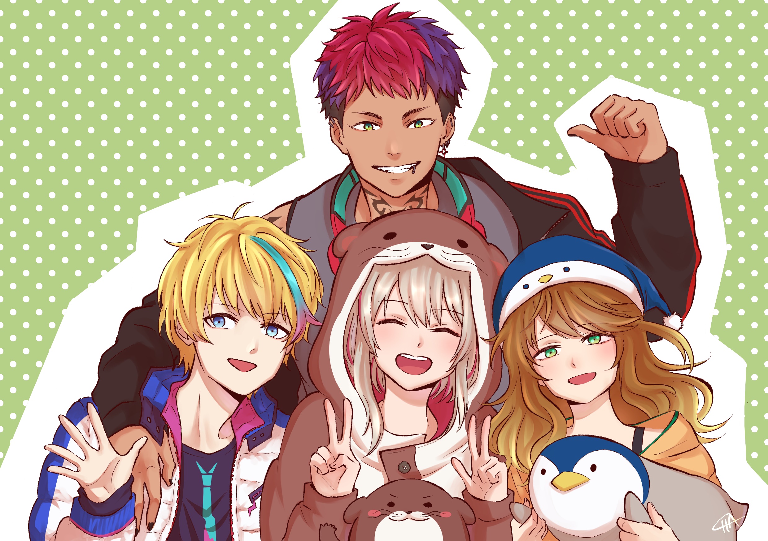 Nijisanji members Rai Galilei, Miyu Ottavia, Riksa Dhirendra, and Amicia Michella HD Wallpaper
