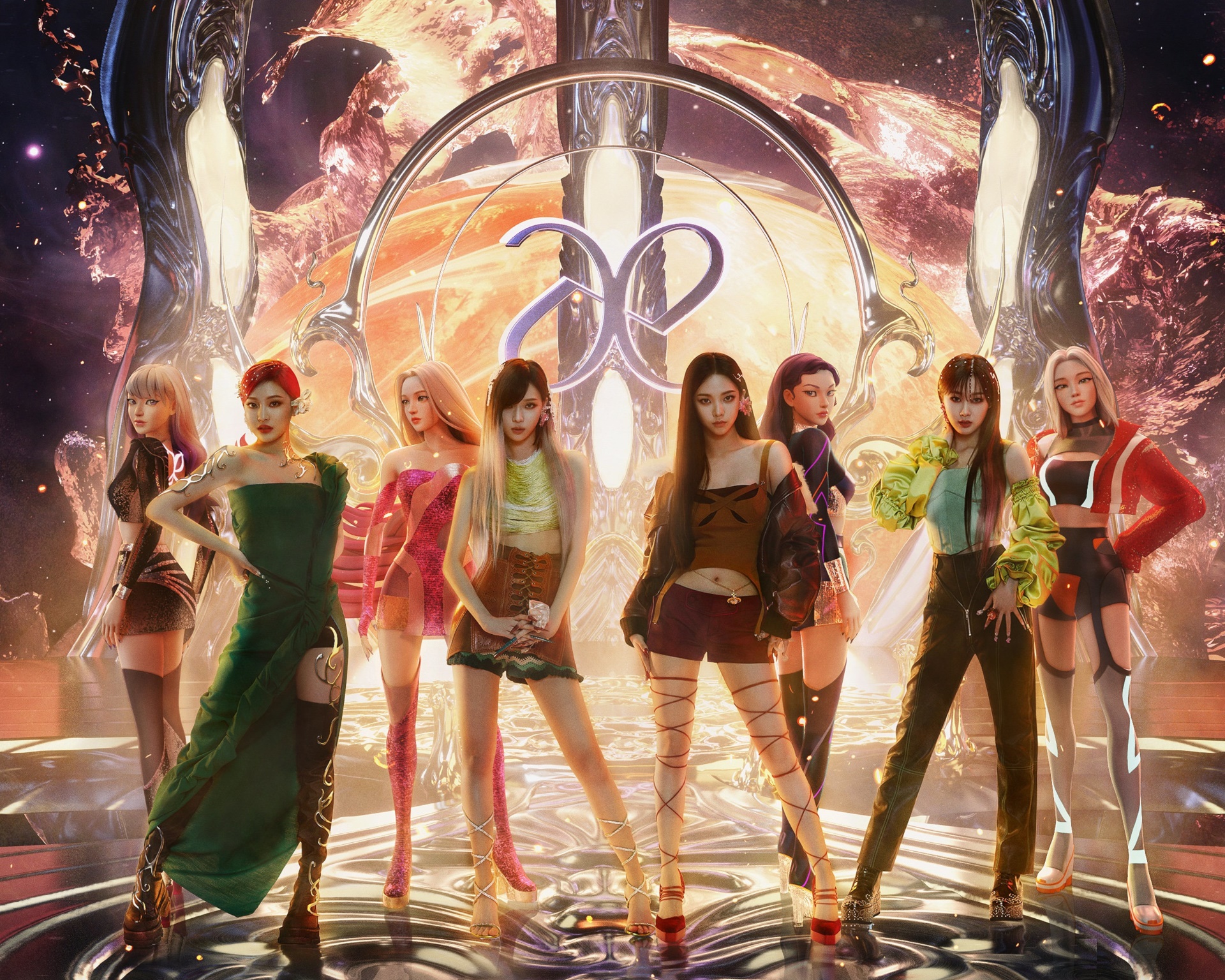 Aespa members in futuristic outfits HD Wallpaper