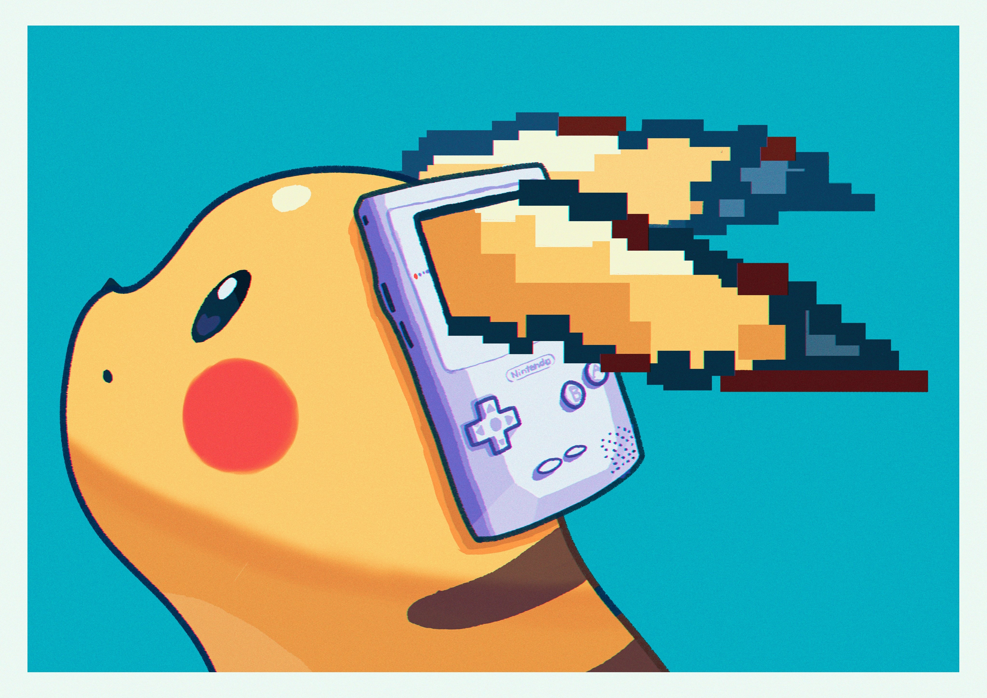 Pikachu from Pokémon with Game Boy HD Wallpaper
