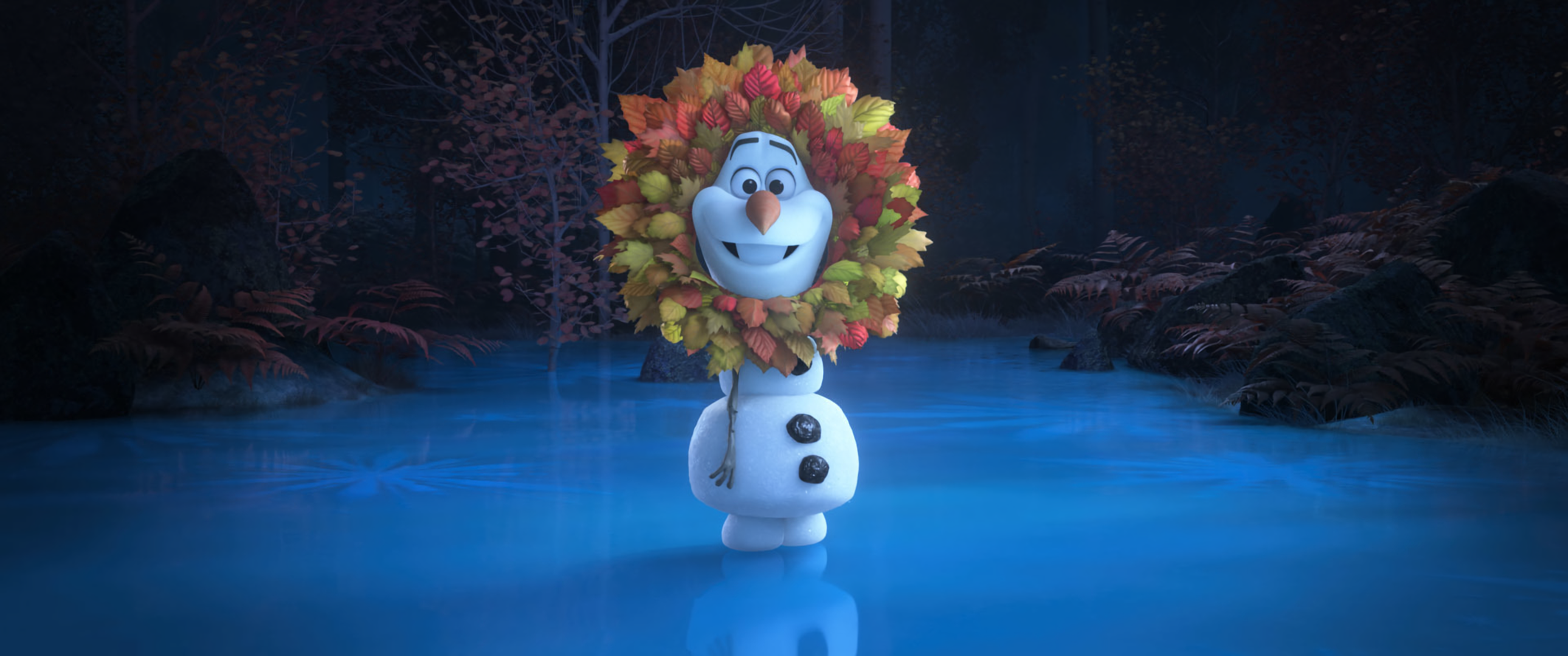 Olaf from Frozen with a leaf wreath HD Wallpaper