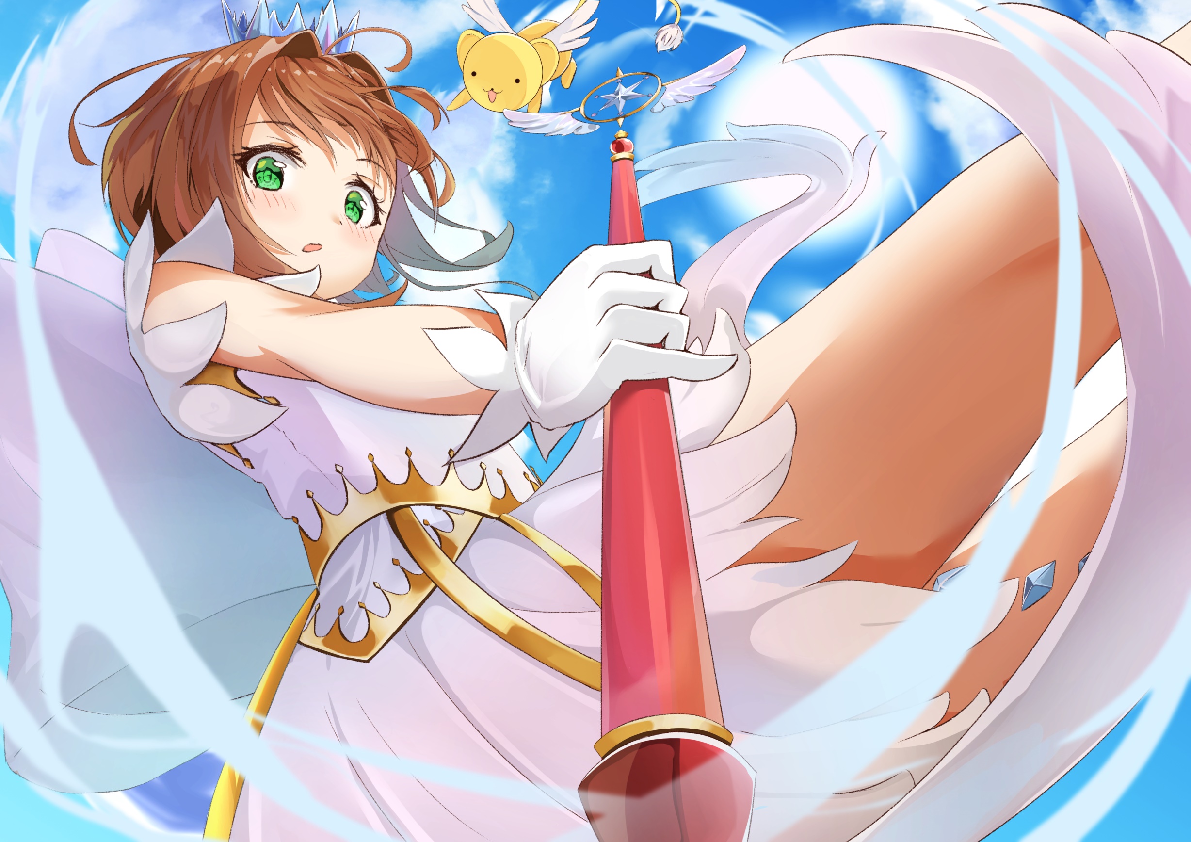 Sakura Kinomoto from Cardcaptor Sakura with Keroberos HD Wallpaper