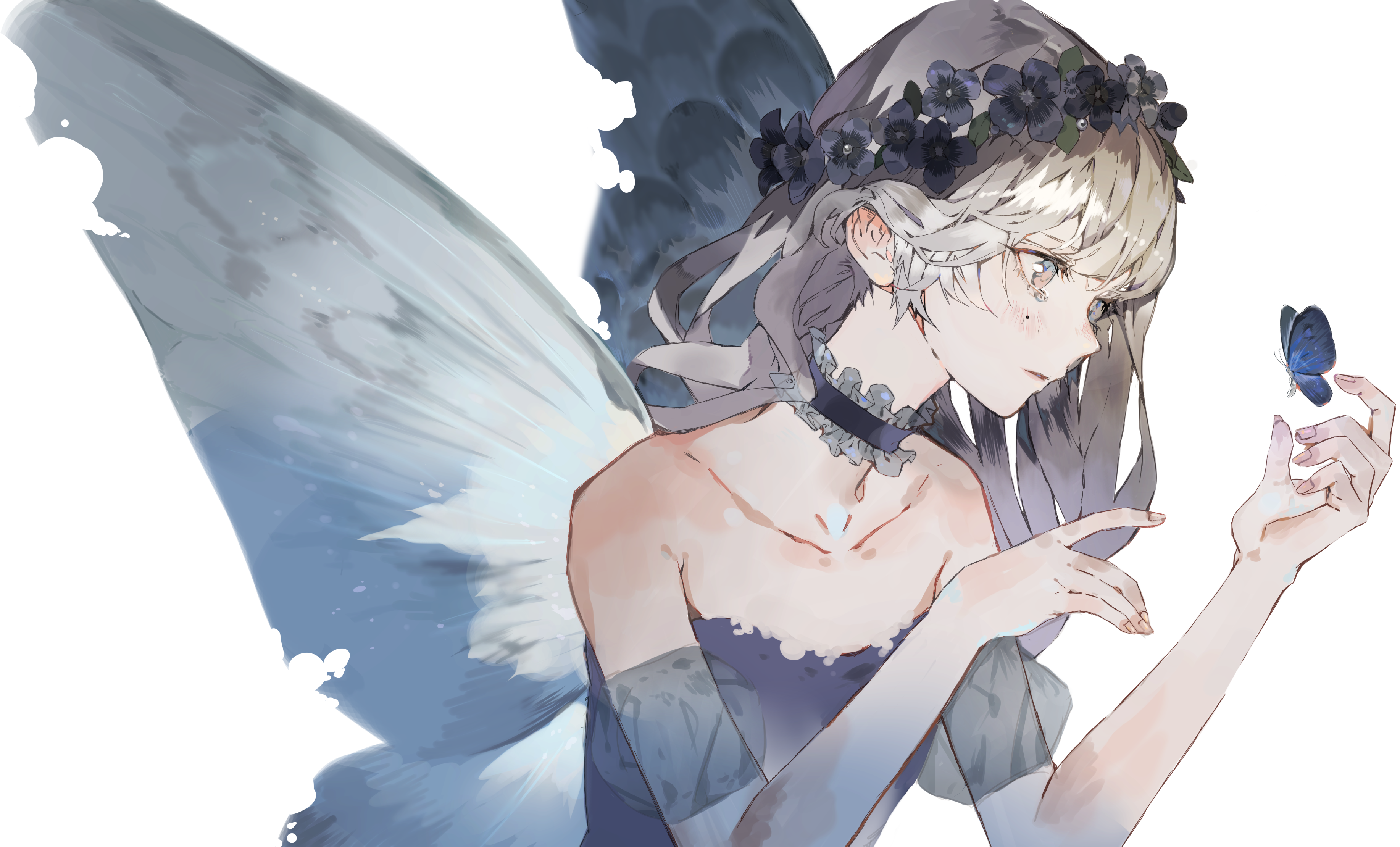 Fairy girl with butterfly and wings HD Wallpaper