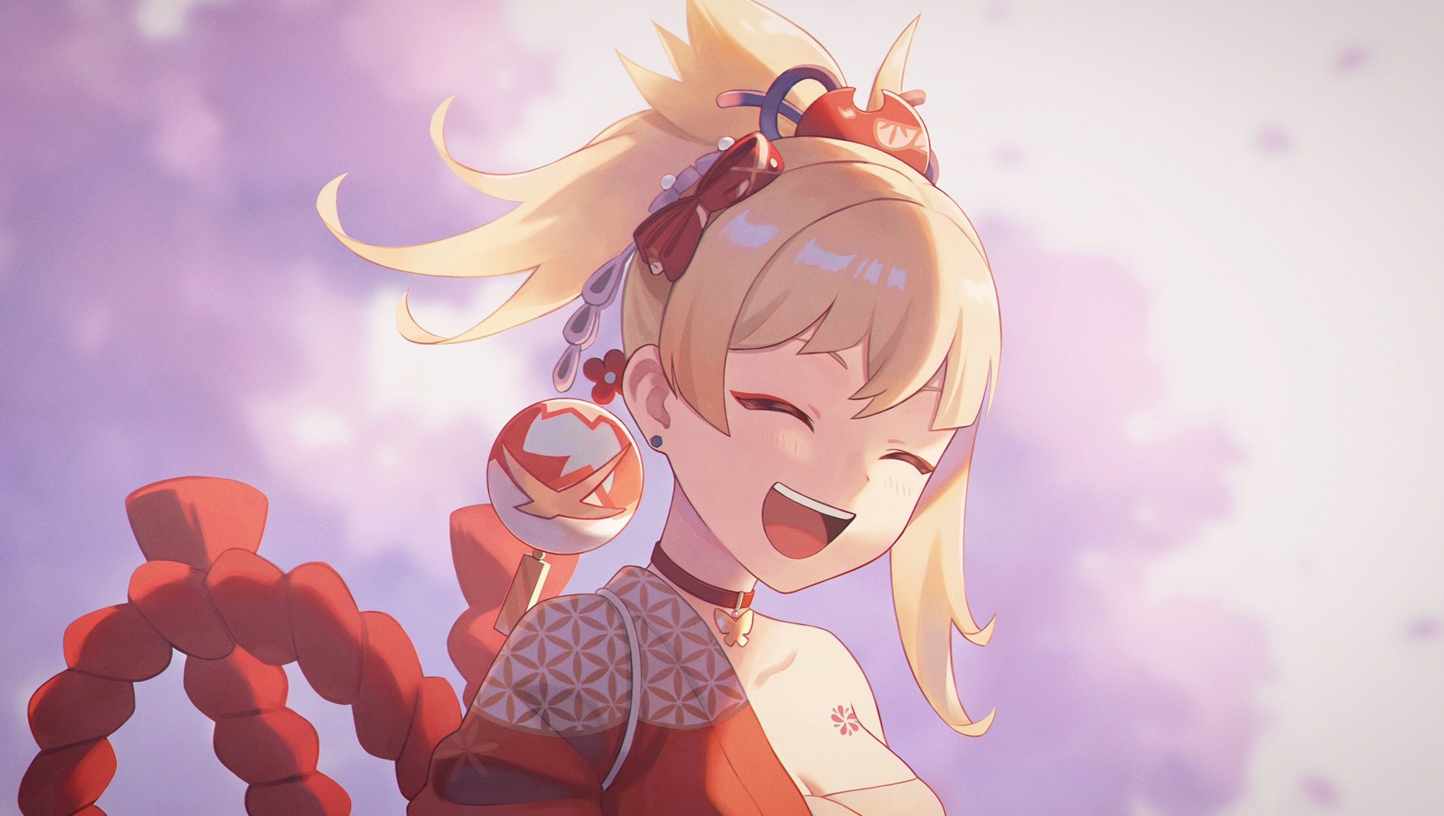 Yoimiya from Genshin Impact smiling HD Wallpaper