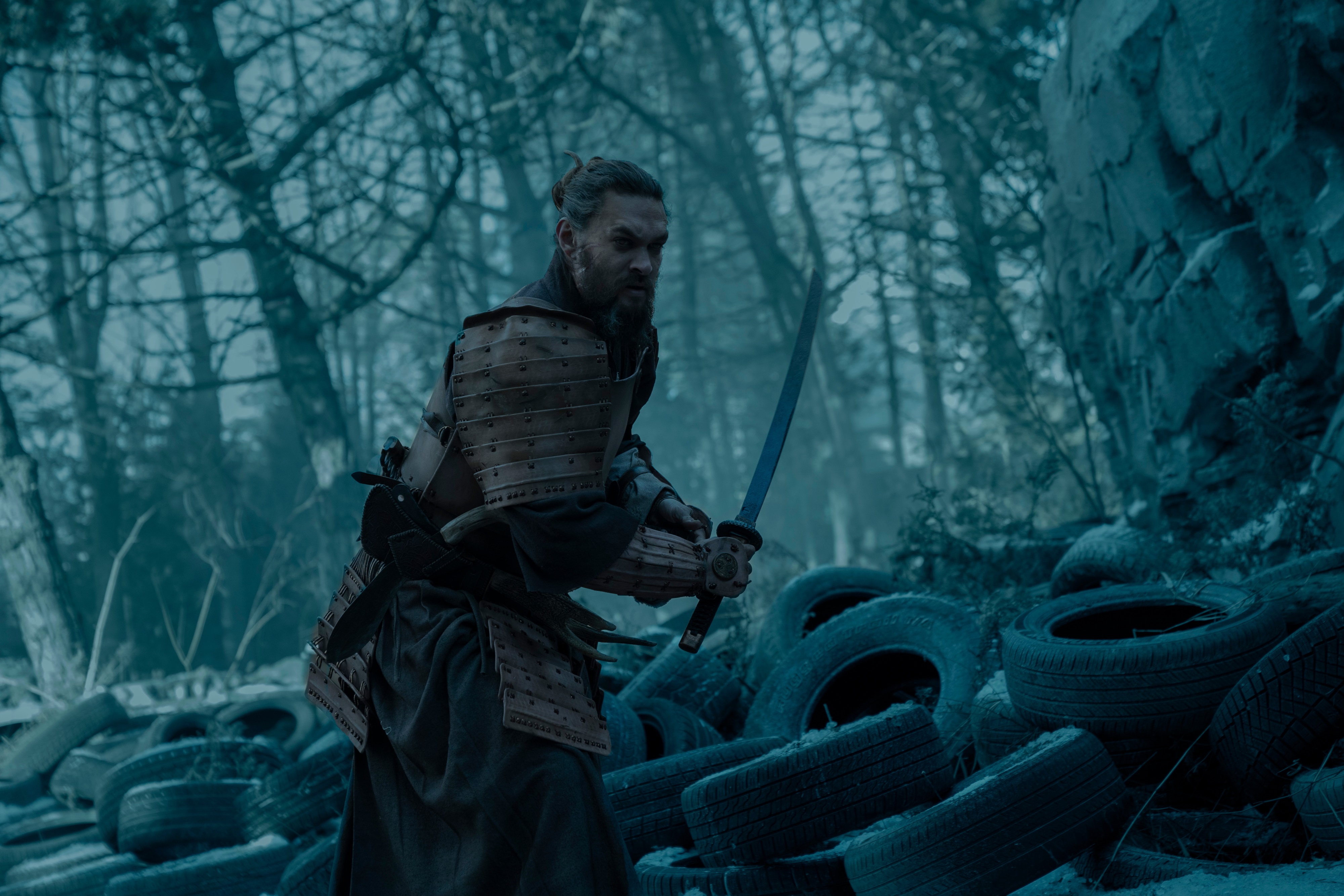 Jason Momoa in samurai armor with sword HD Wallpaper