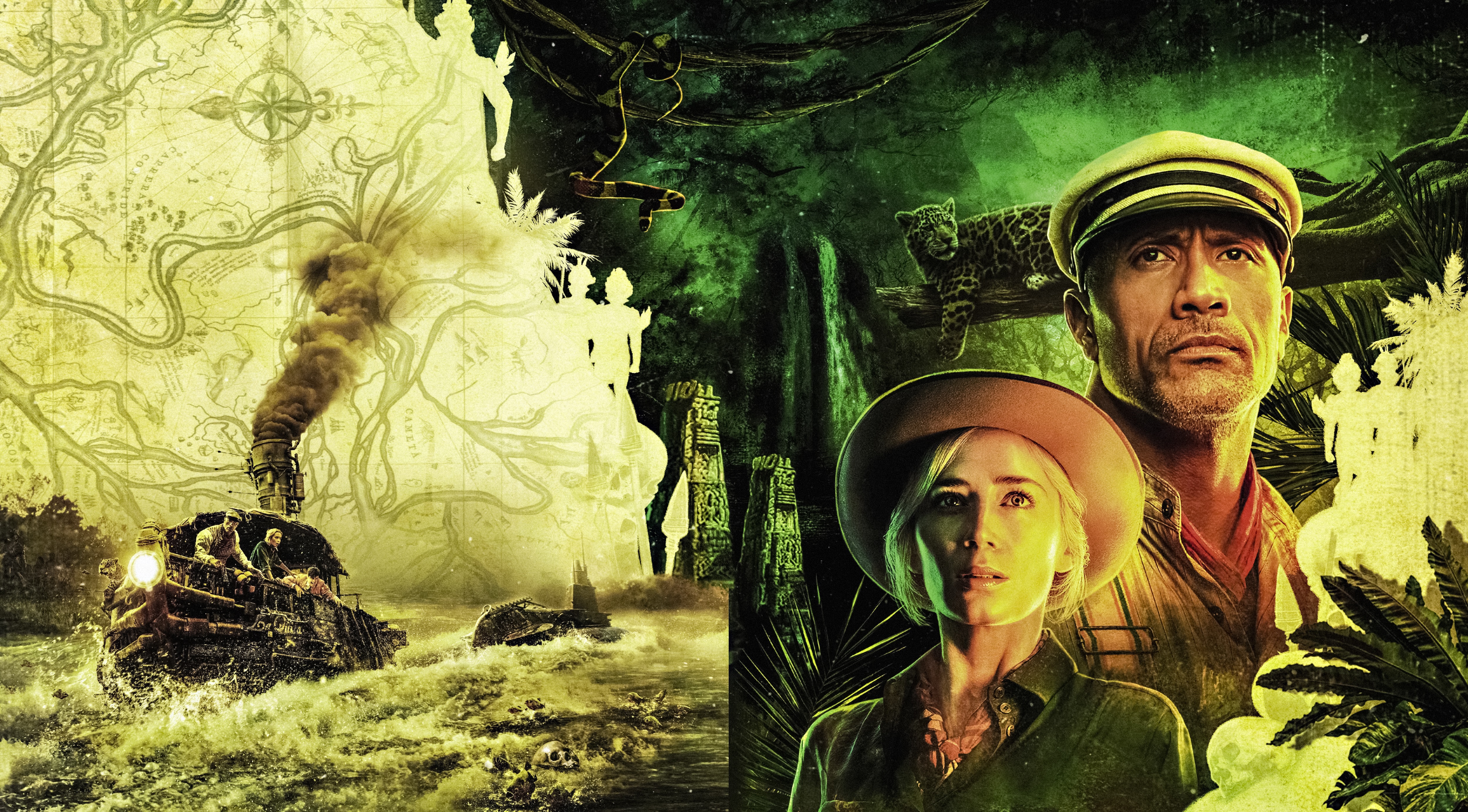 Jungle Cruise 4K: Emily Blunt and Dwayne Johnson HD Wallpaper
