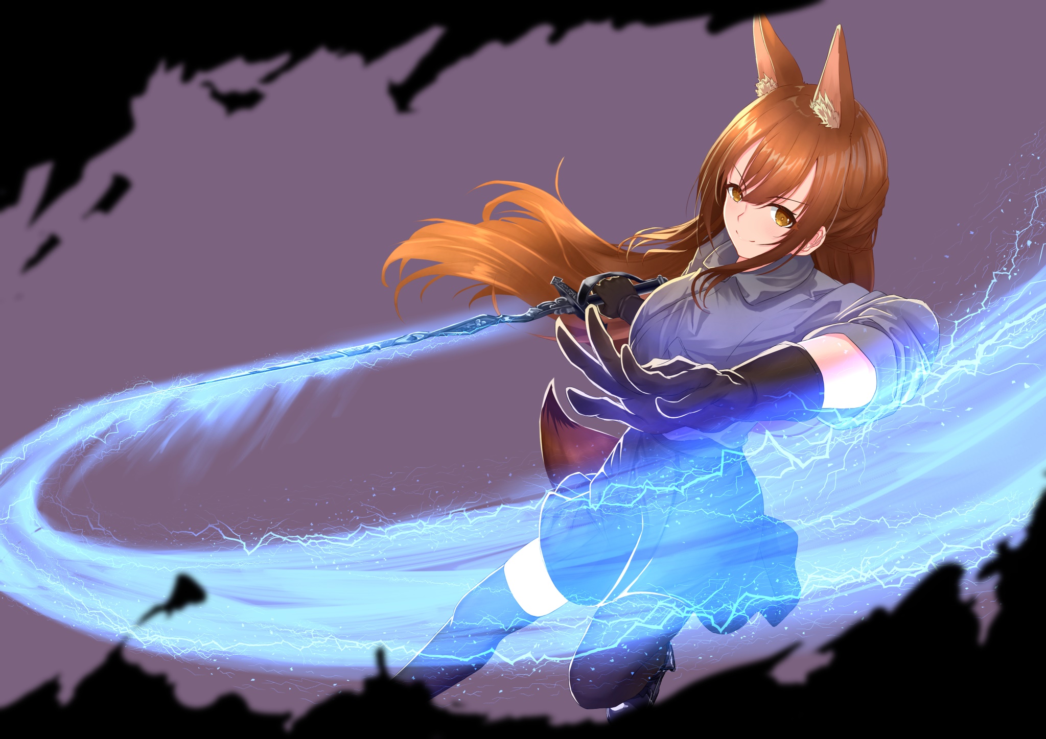 Franka from Arknights with lightning sword HD Wallpaper