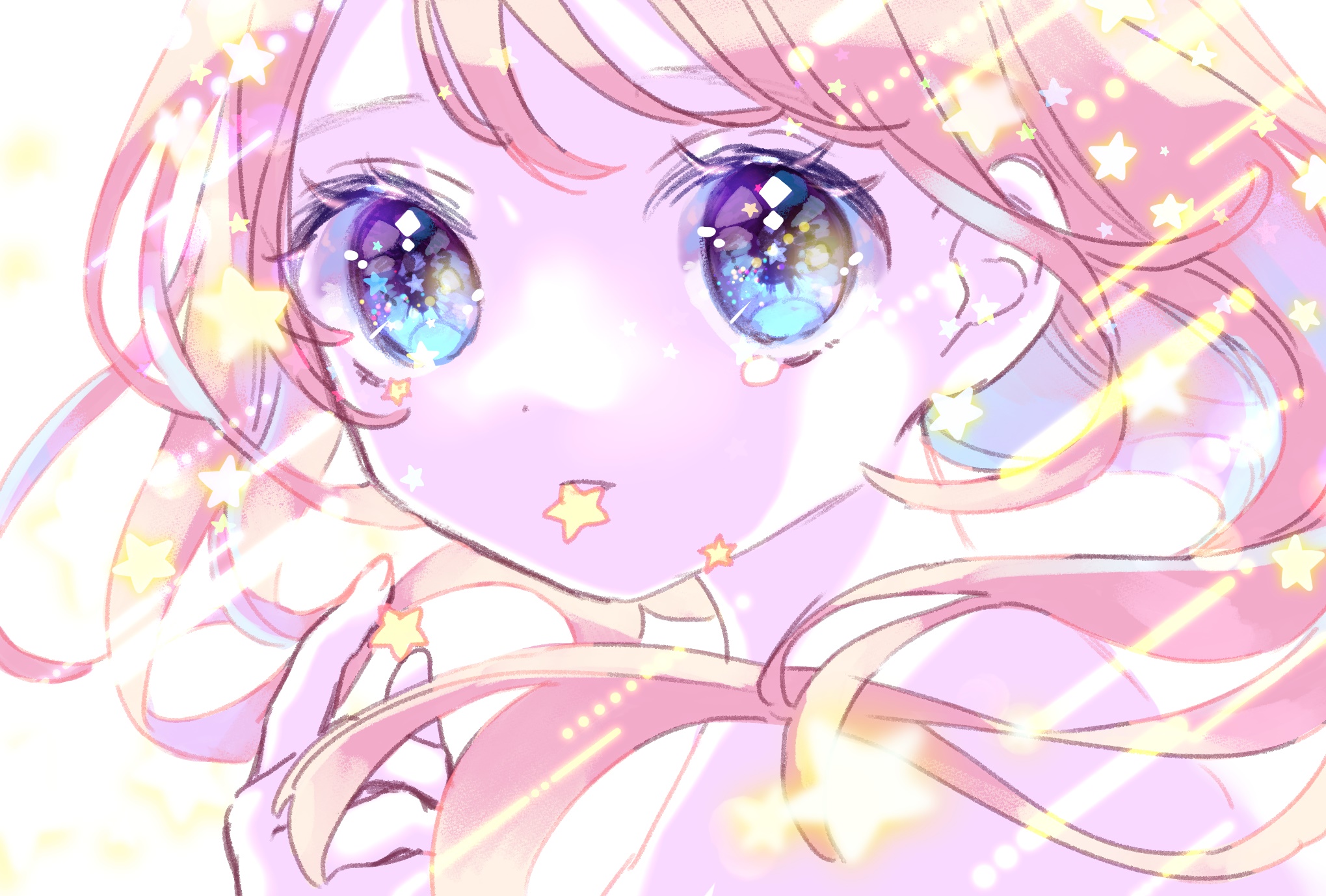 Girl with blue eyes and stars HD Wallpaper