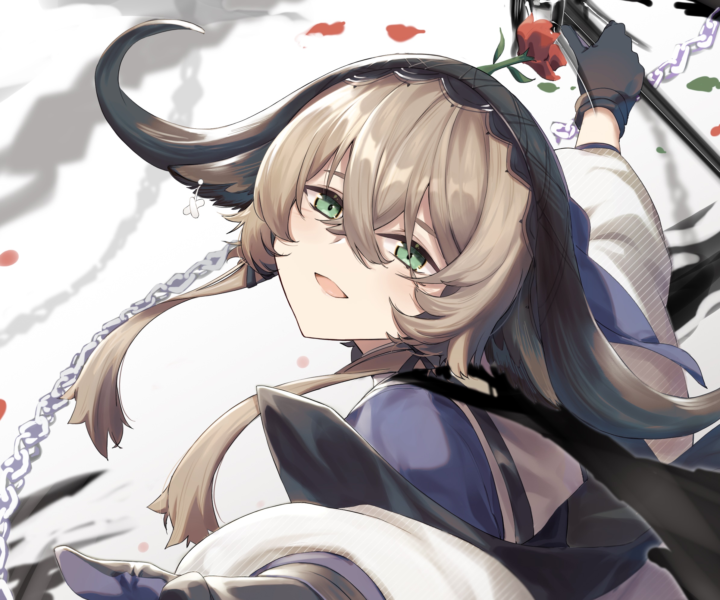 Pallas from Arknights holding a rose HD Wallpaper