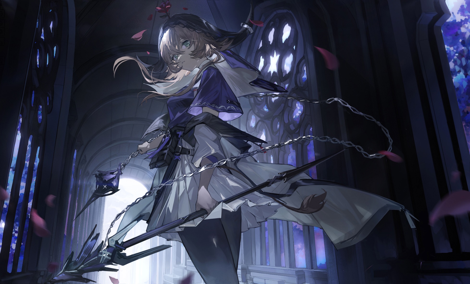 Pallas from Arknights in a cathedral HD Wallpaper
