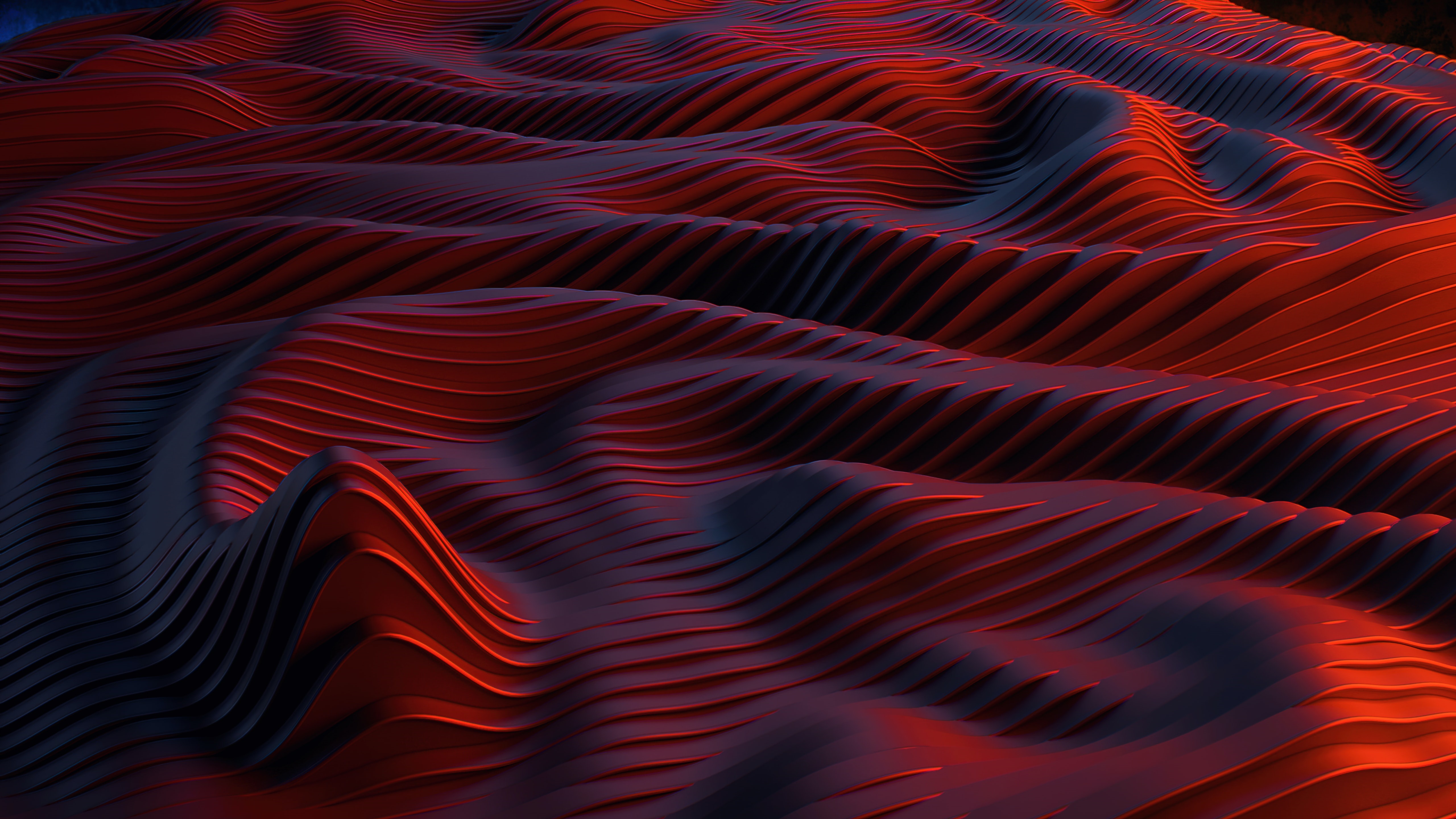 Abstract Red and Blue Wavy Surface 4K HD Wallpaper