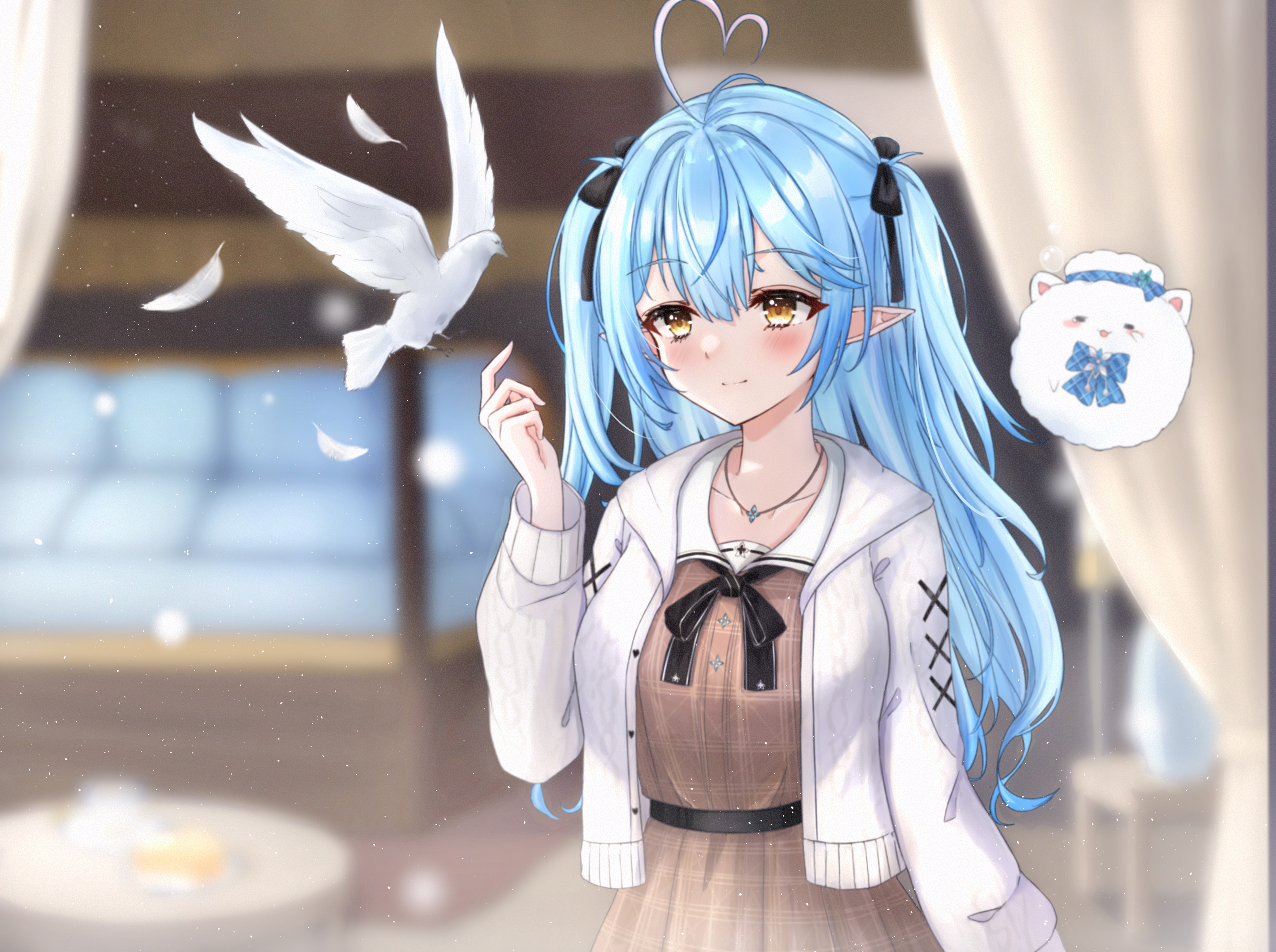 Yukihana Lamy from Hololive with a dove HD Wallpaper