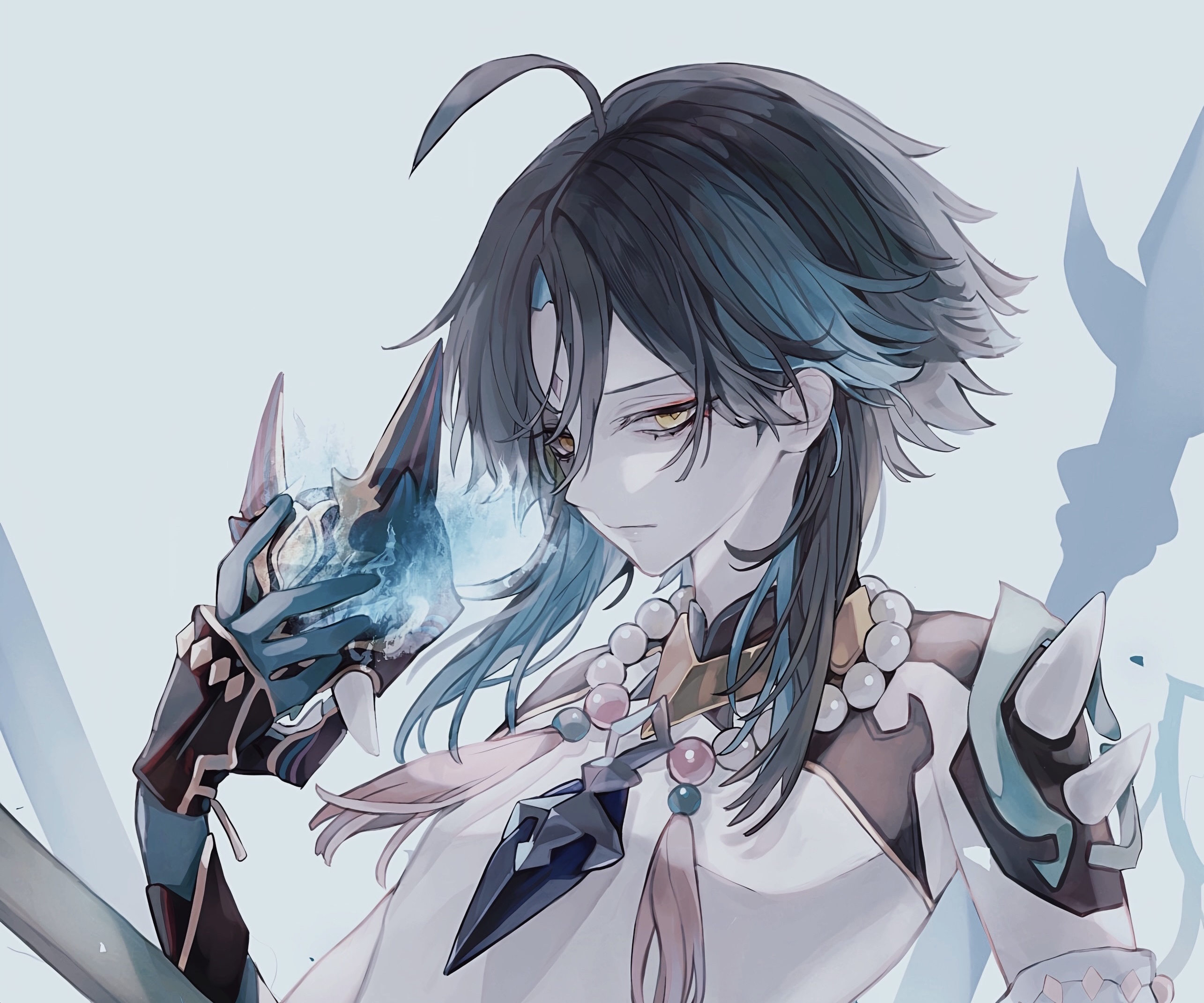 Xiao from Genshin Impact holding a mask HD Wallpaper
