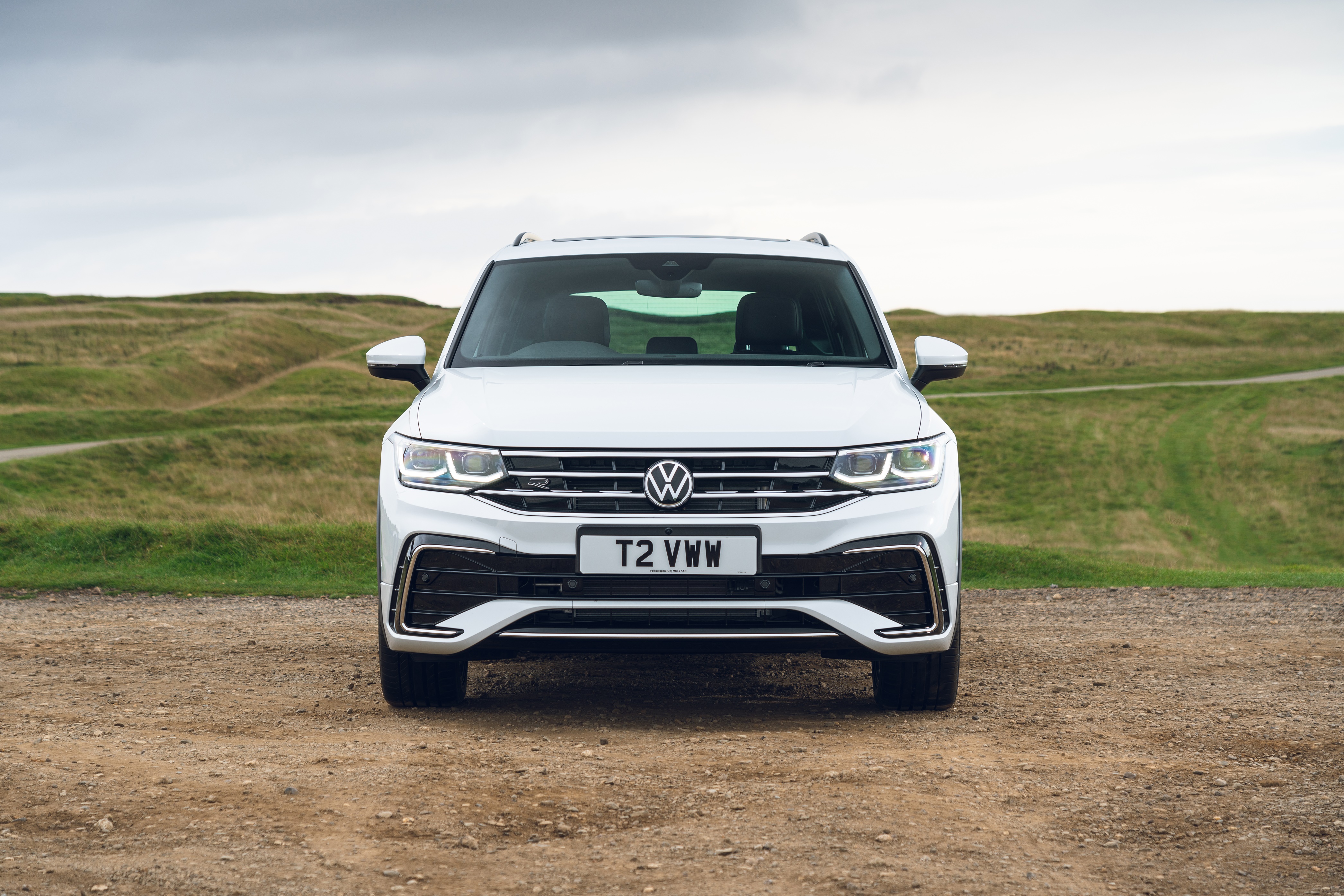 White Volkswagen Tiguan R-Line SUV HD Wallpaper