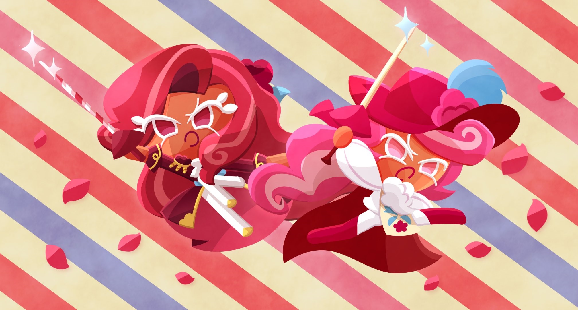 Raspberry Cookie and Raspberry Mousse Cookie from Cookie Run HD Wallpaper