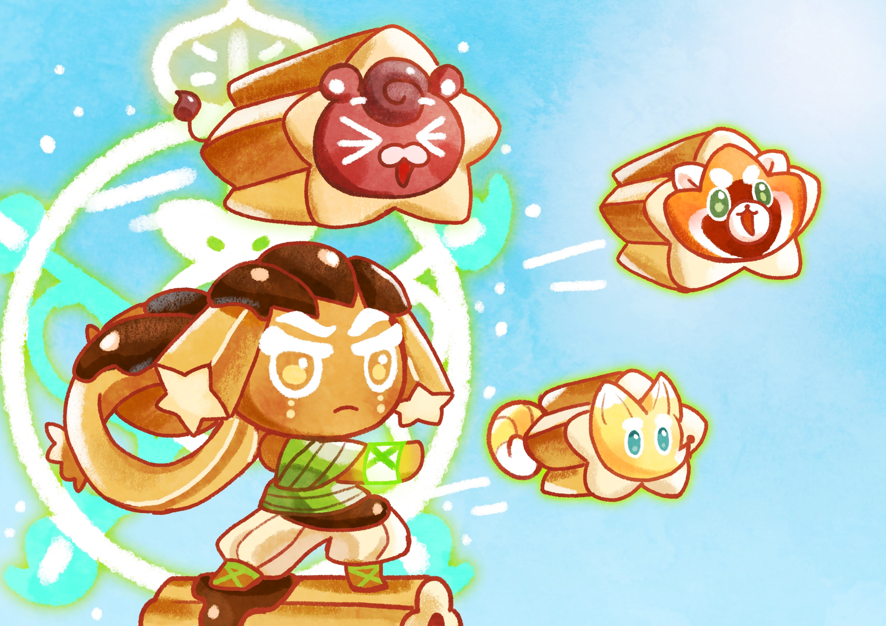 Gingerbread Cookie and animal cookies from Cookie Run: OvenBreak HD Wallpaper