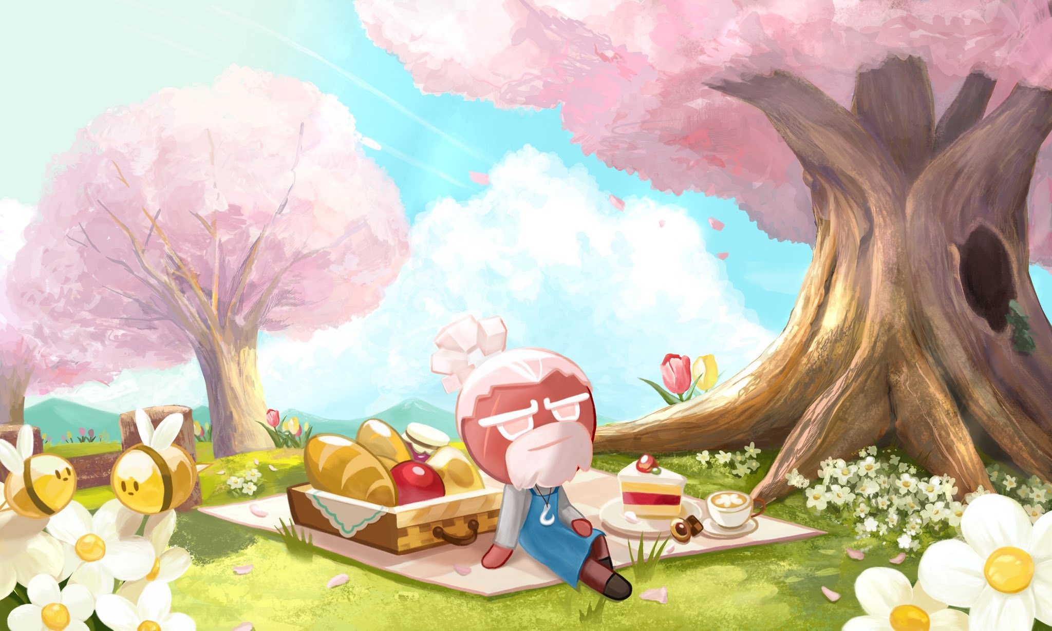 Salt Cookie from Cookie Run: OvenBreak having a picnic HD Wallpaper
