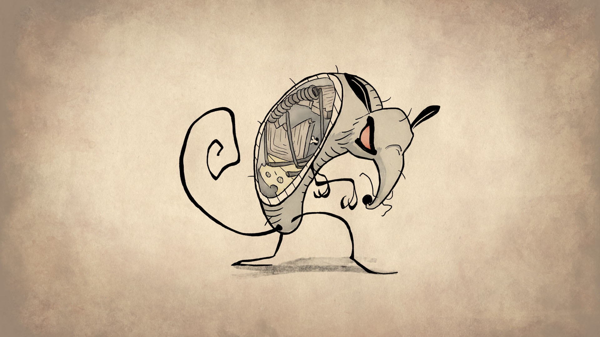 A cartoon mouse with its insides exposed HD Wallpaper