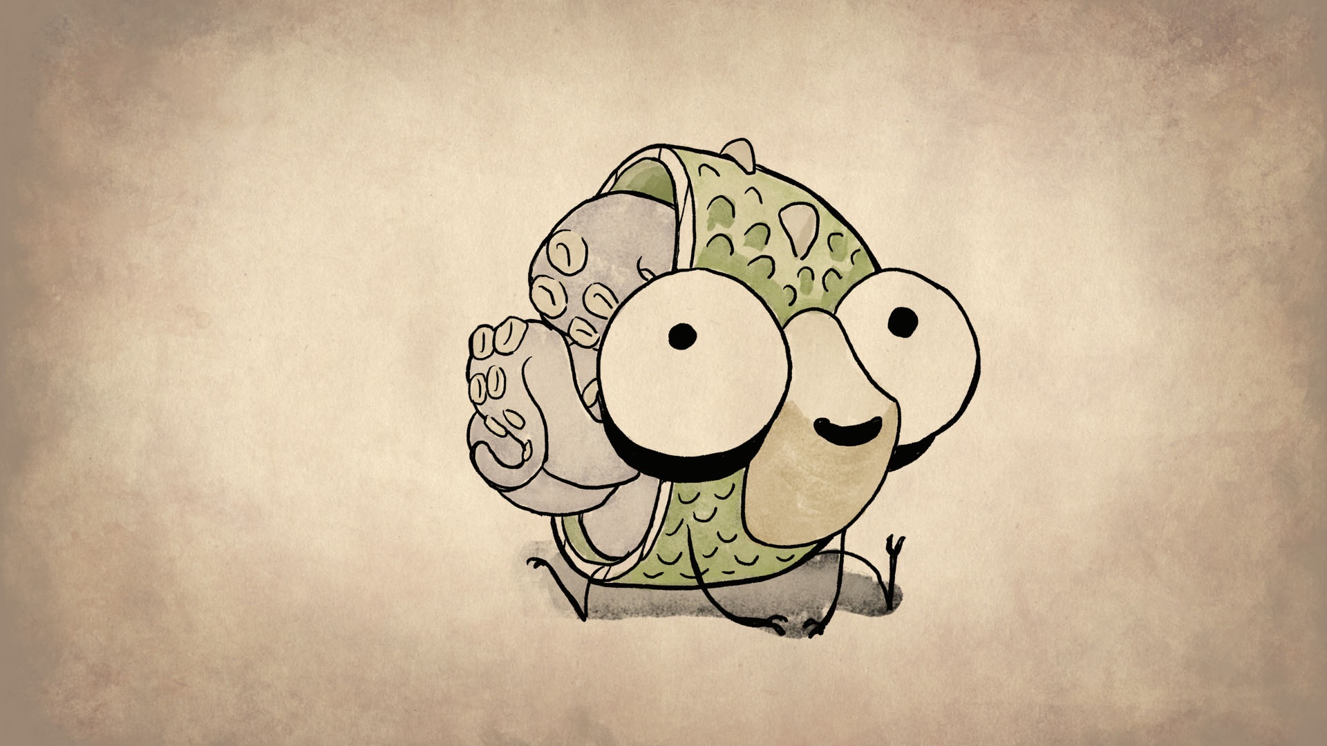 Cartoon creature with big eyes and tentacles HD Wallpaper