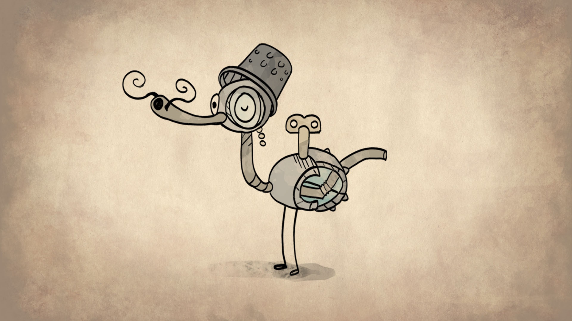 Steampunk mechanical bird with a hat HD Wallpaper