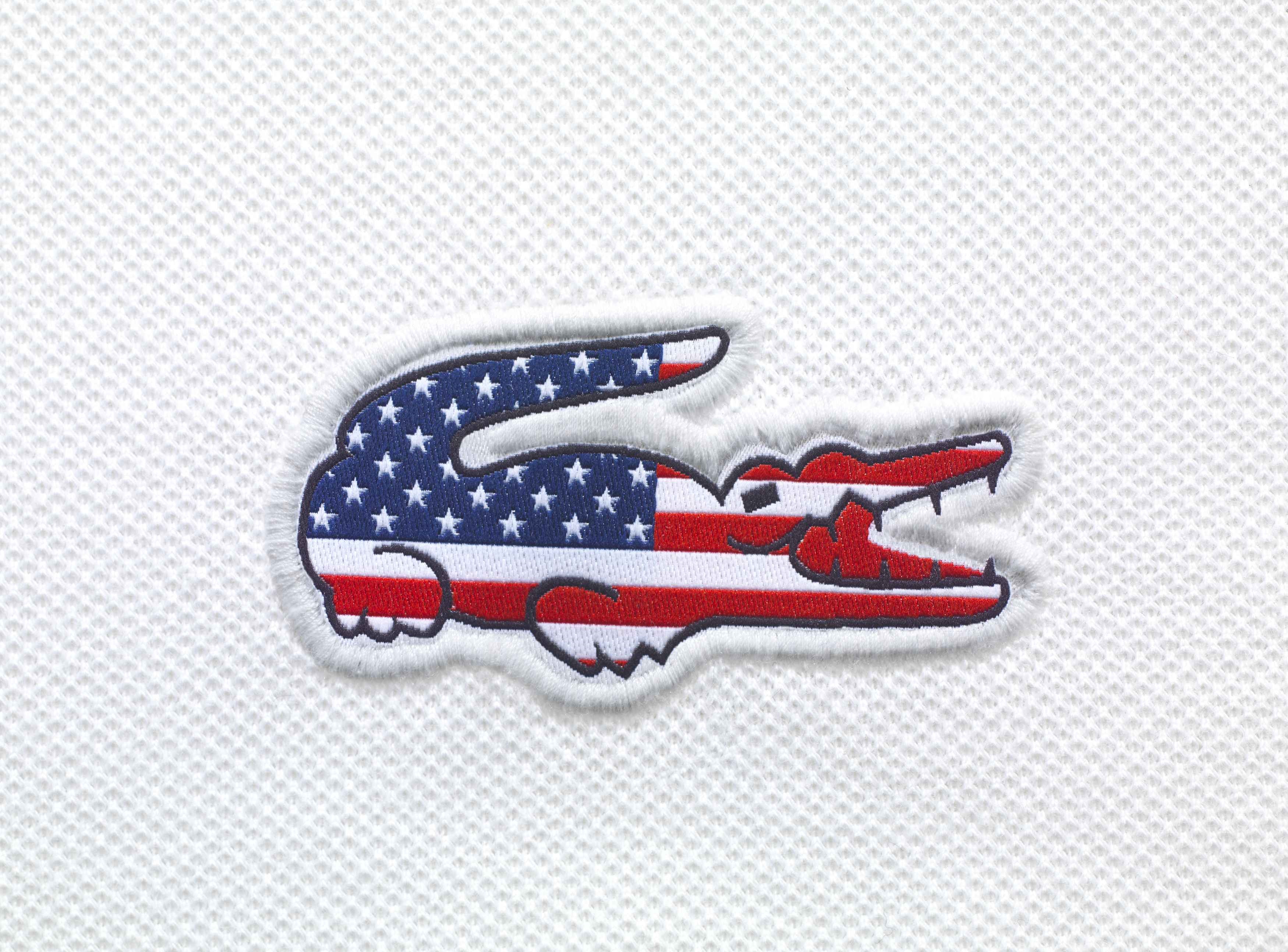 Lacoste crocodile logo with American flag design HD Wallpaper