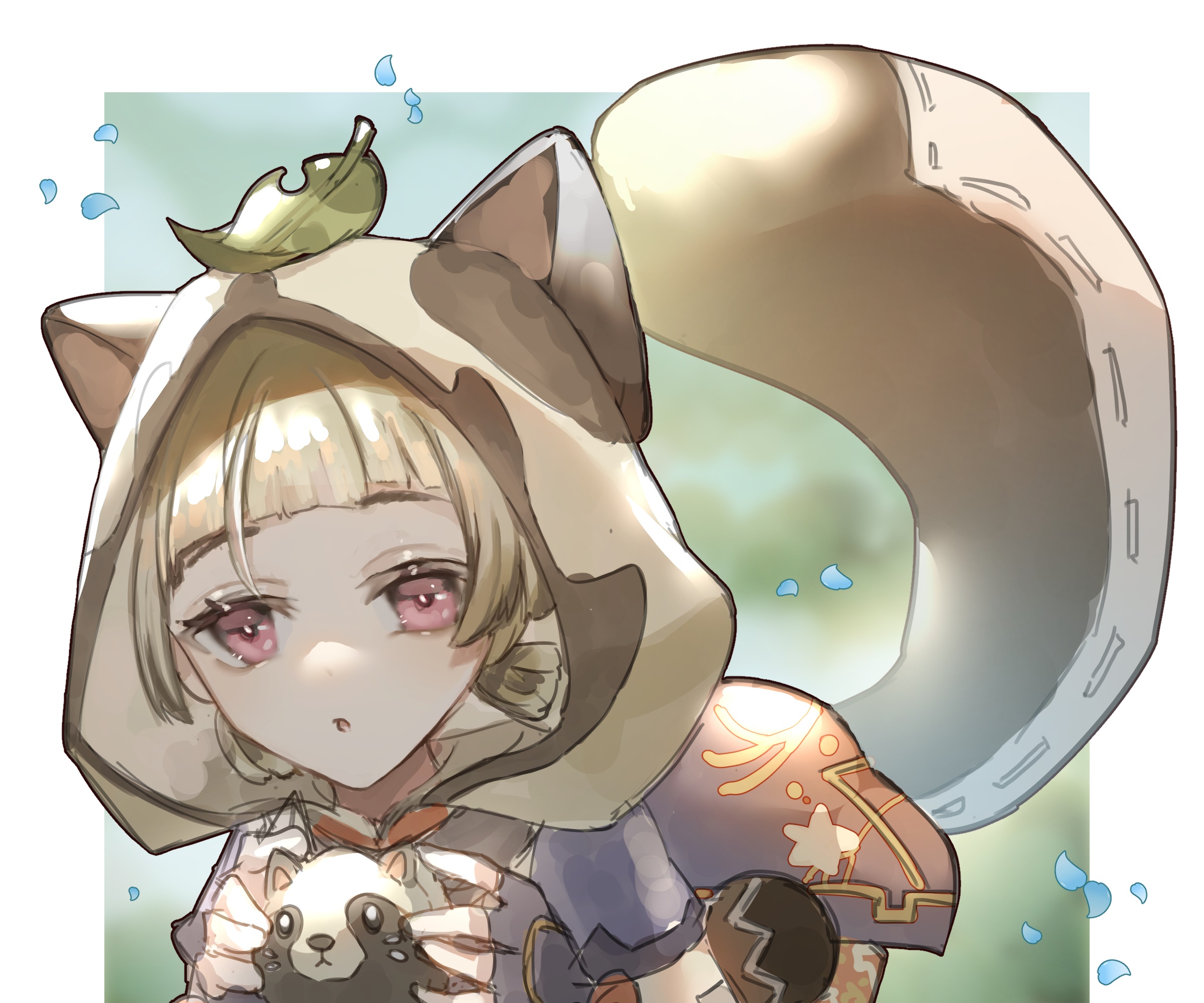 Sayu from Genshin Impact holding a tanuki plush HD Wallpaper
