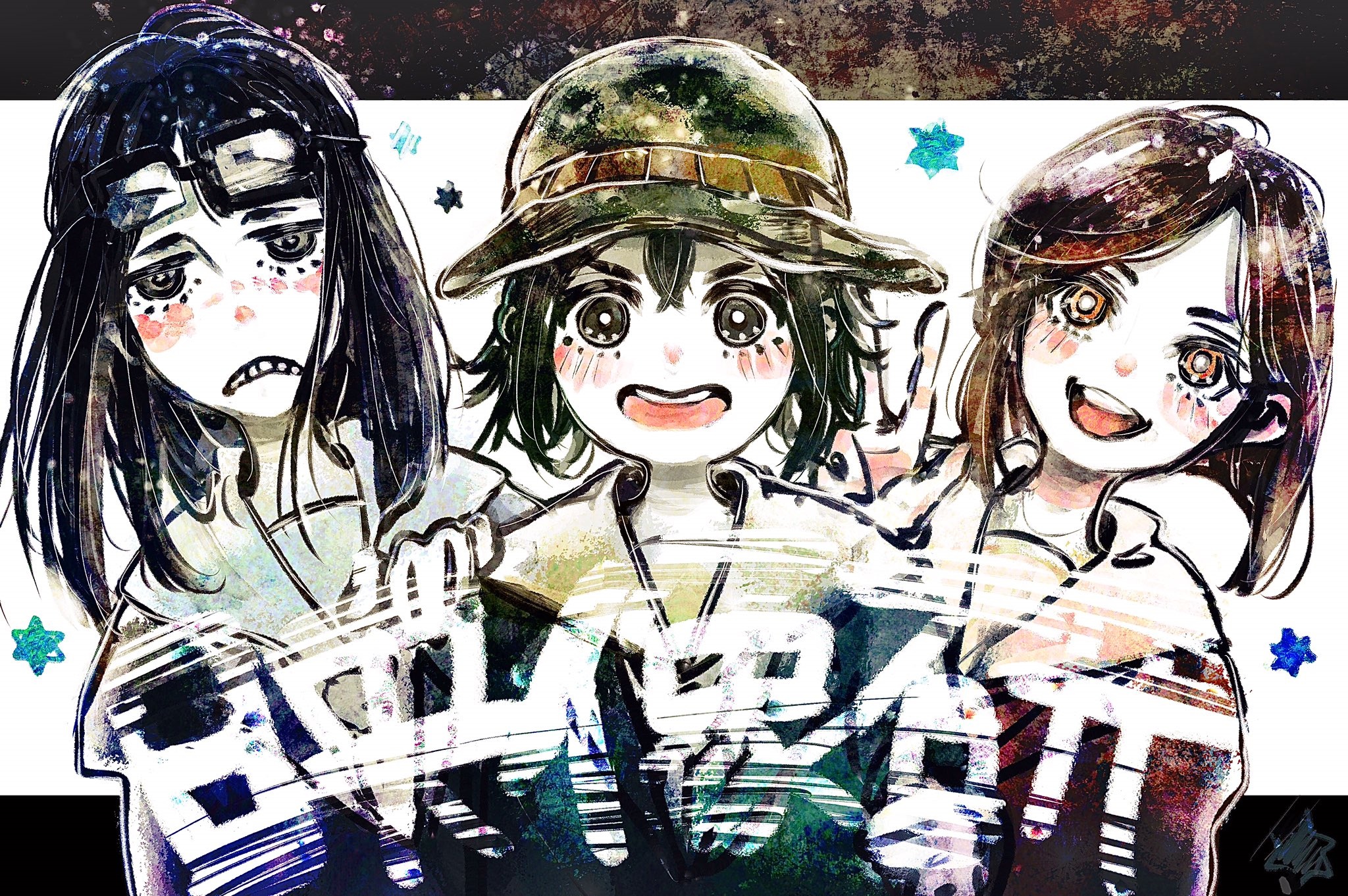 Midori Asakusa, Tsubame Mizusaki, and Sayaka Kanamori from Hands Off The Motion Pictures Club! HD Wallpaper