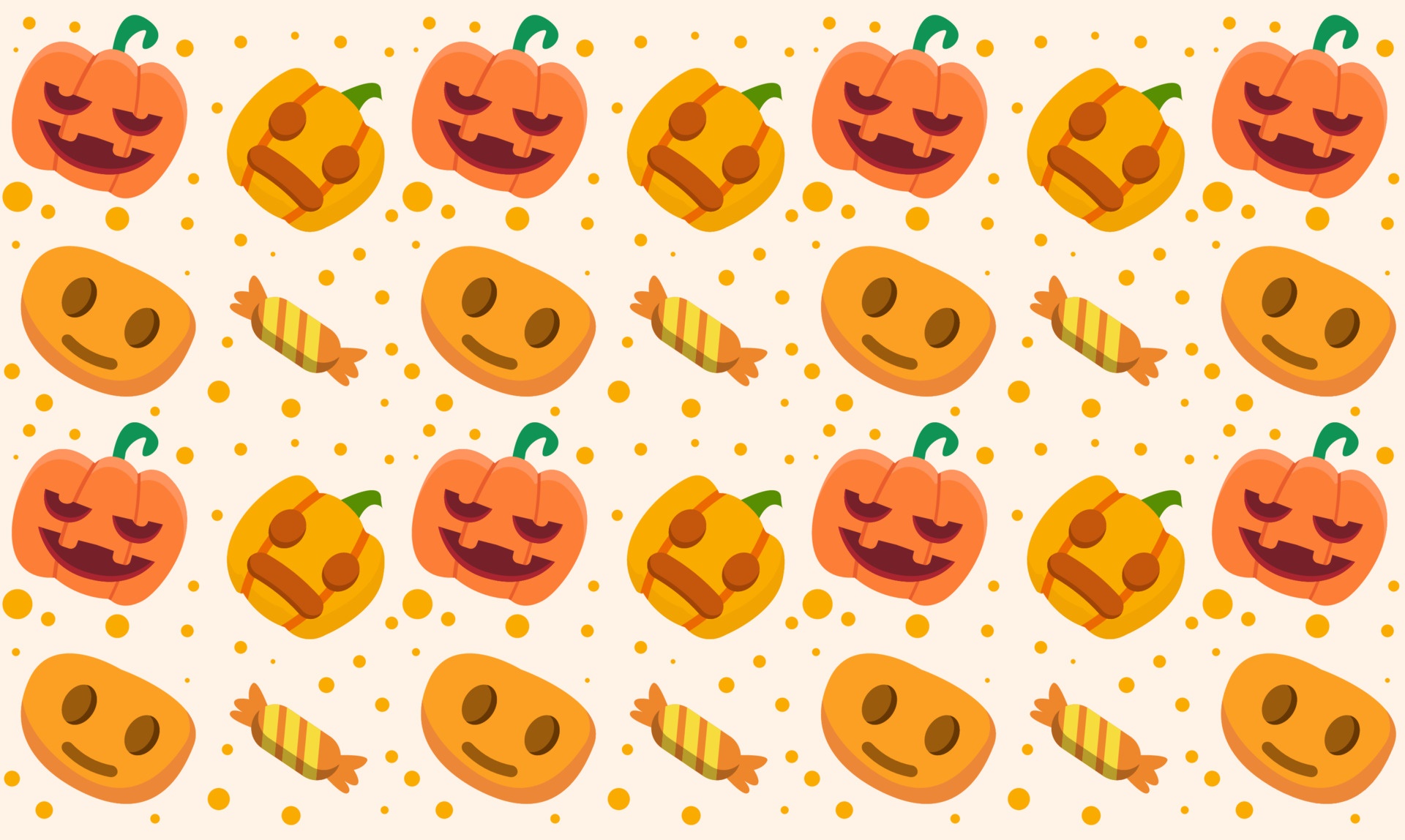Halloween Jack-O-Lanterns and Candy Pattern HD Wallpaper