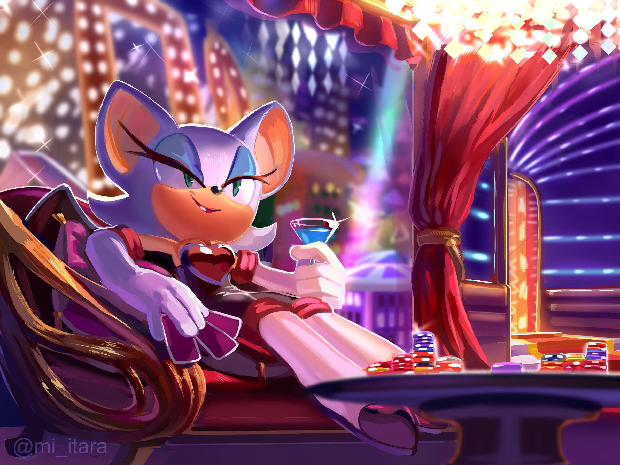 Rouge the Bat from Sonic the Hedgehog in a casino HD Wallpaper