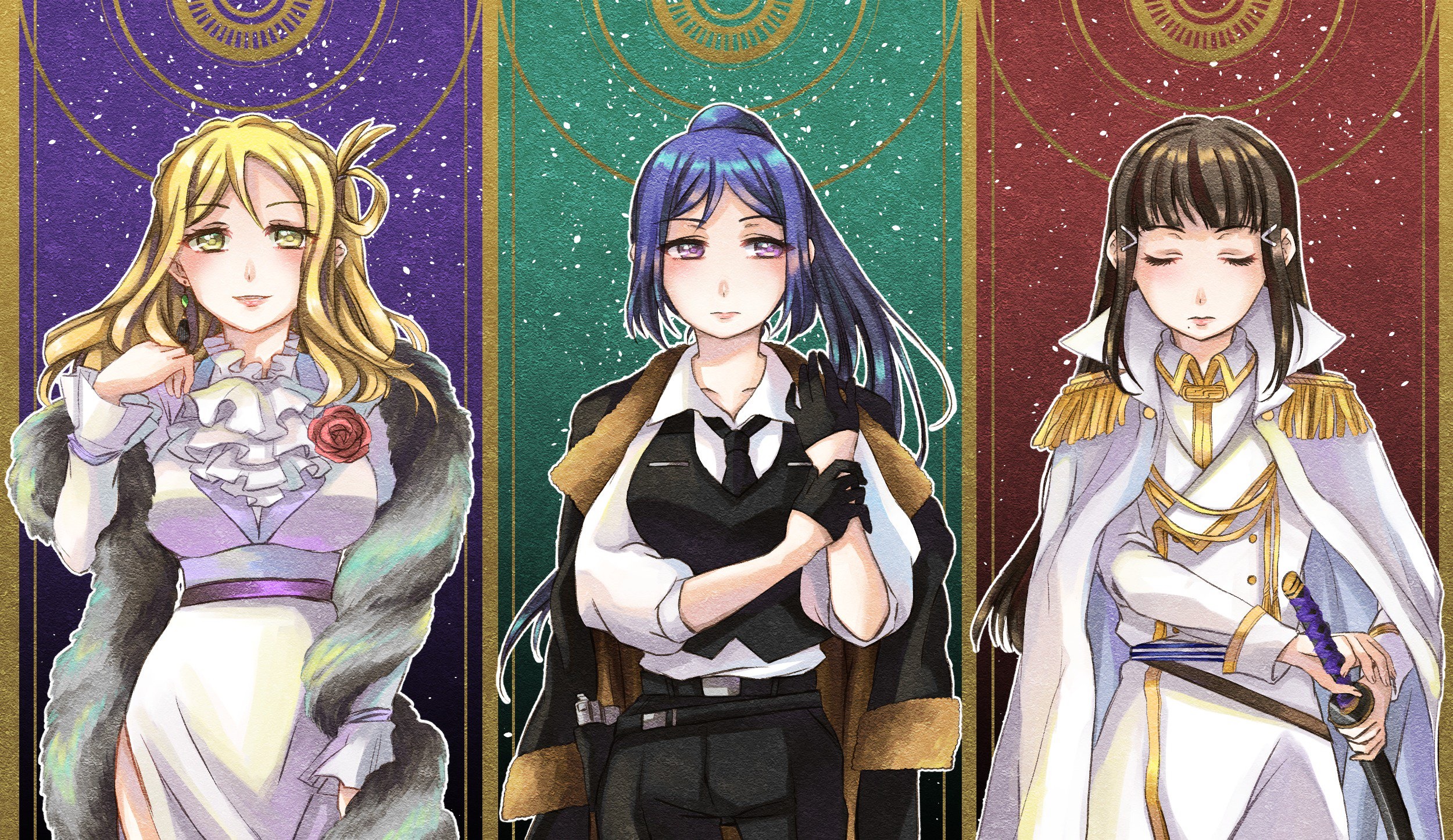 Mari Ohara, Kanan Matsuura, and Dia Kurosawa from Love Live! Sunshine!! HD Wallpaper