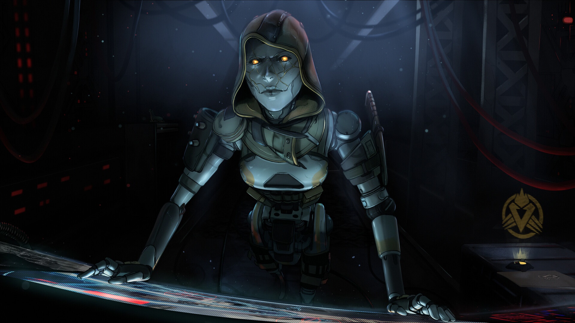 Ash from Apex Legends in a dark room HD Wallpaper