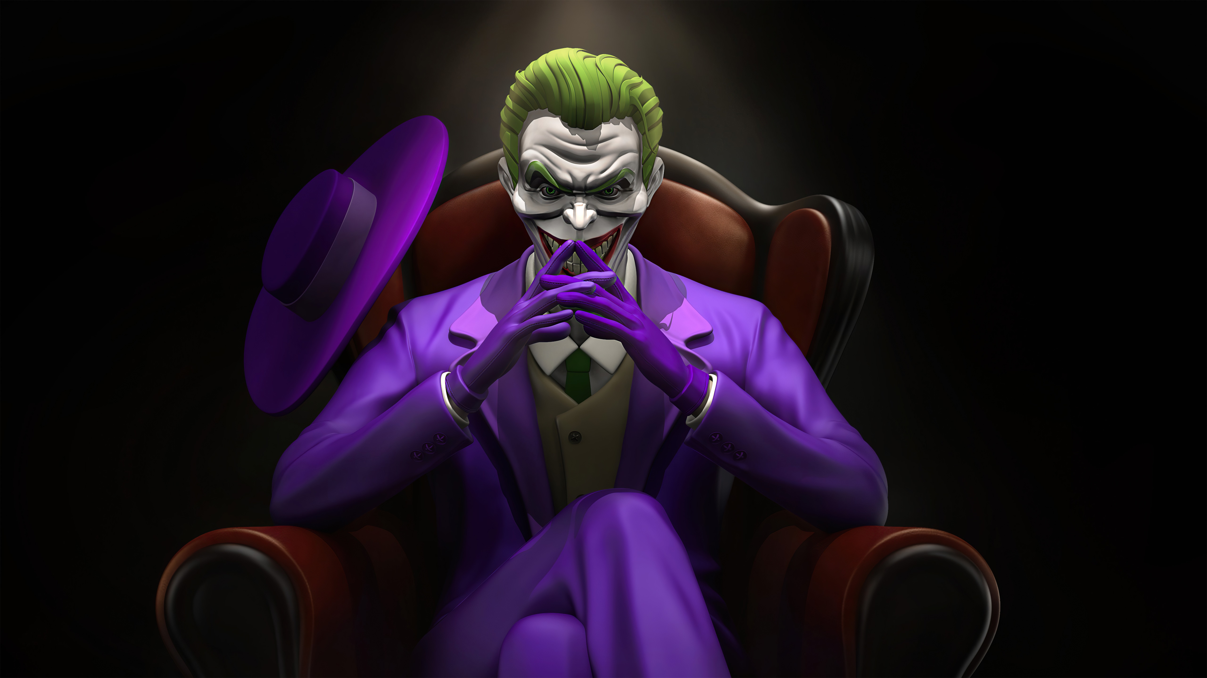 Joker from DC Comics sitting in a chair HD Wallpaper