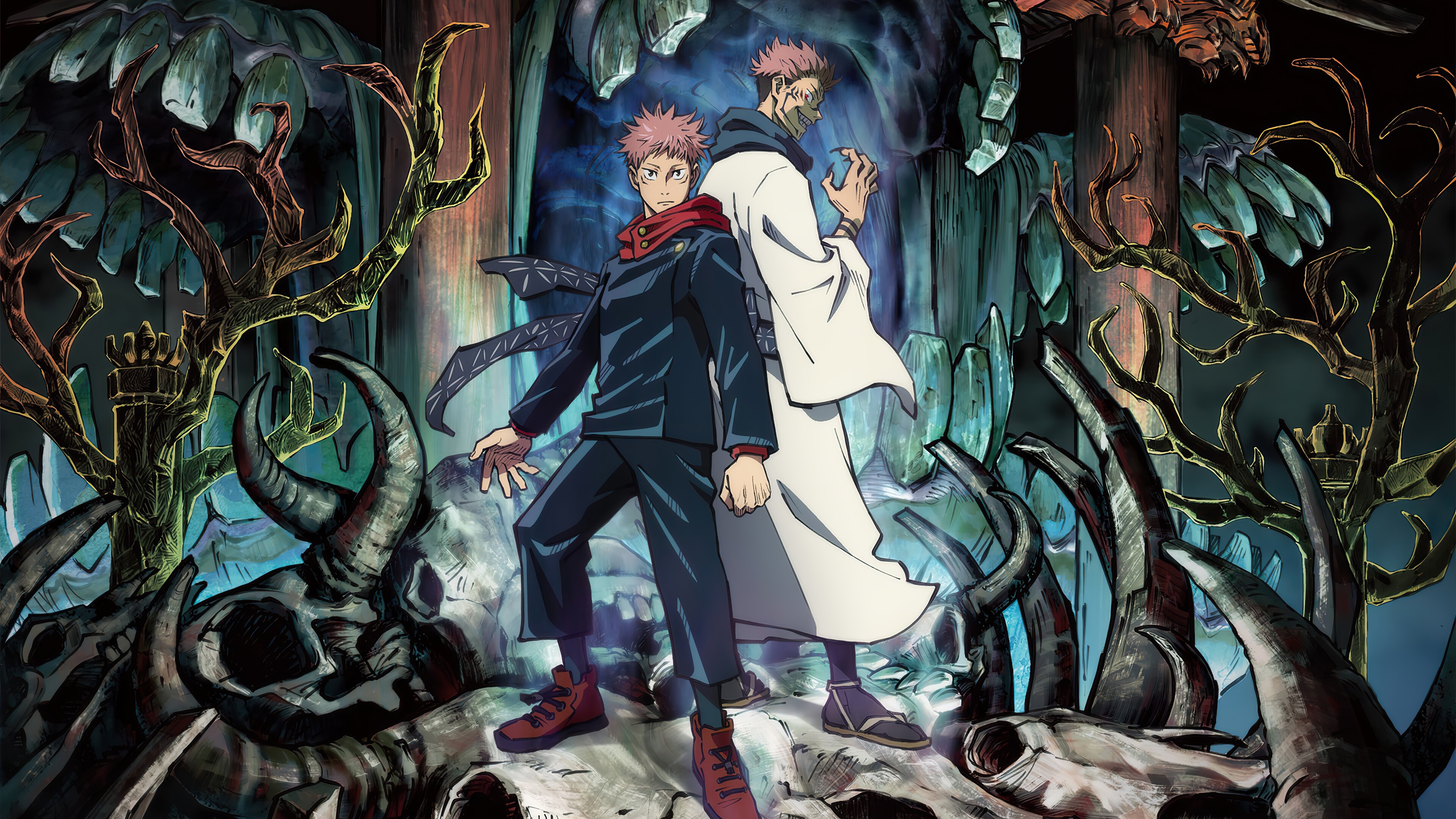 Yuji Itadori and Sukuna from Jujutsu Kaisen 4K HD Wallpaper