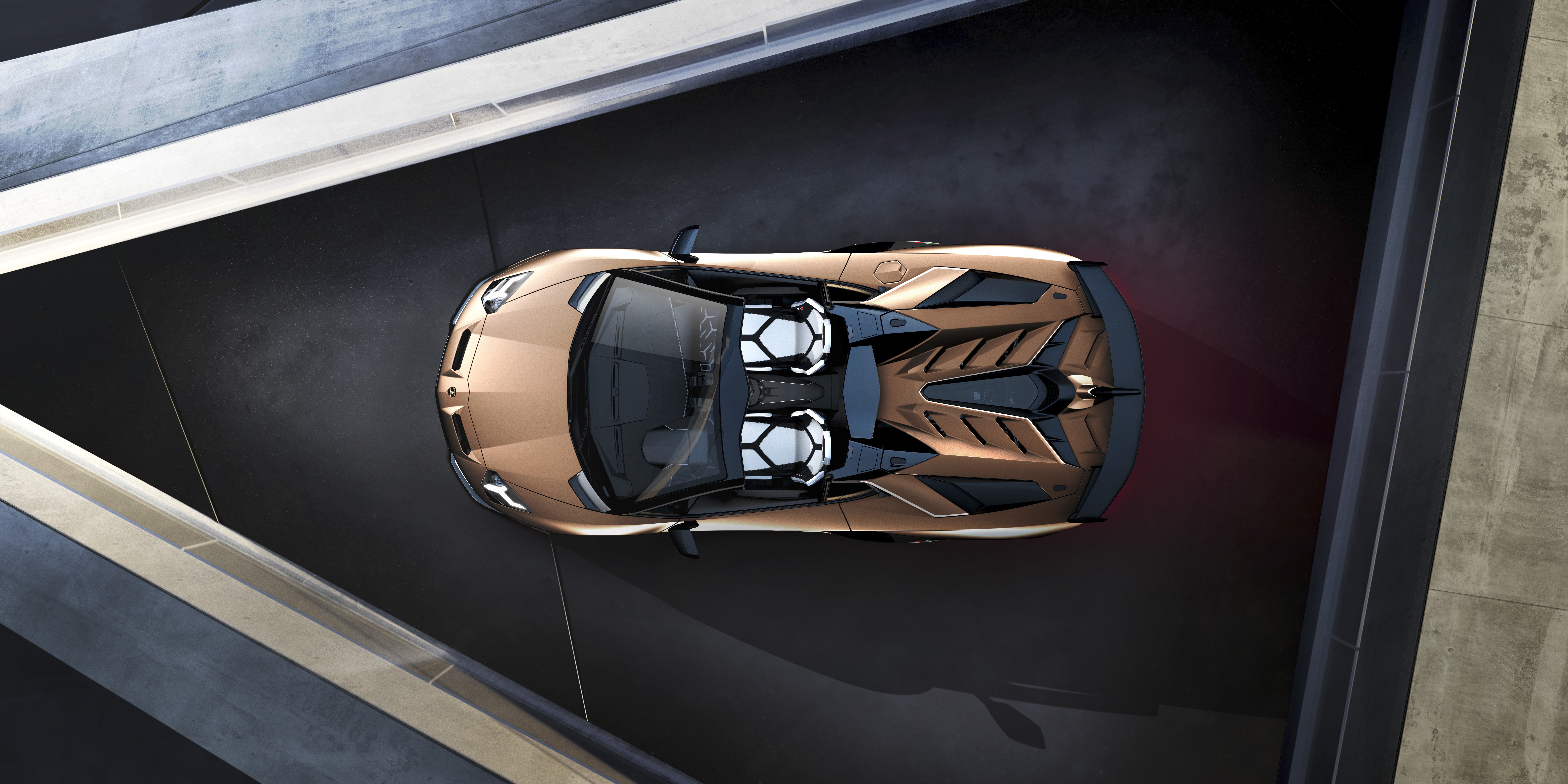 Lamborghini Aventador SVJ Roadster from above HD Wallpaper