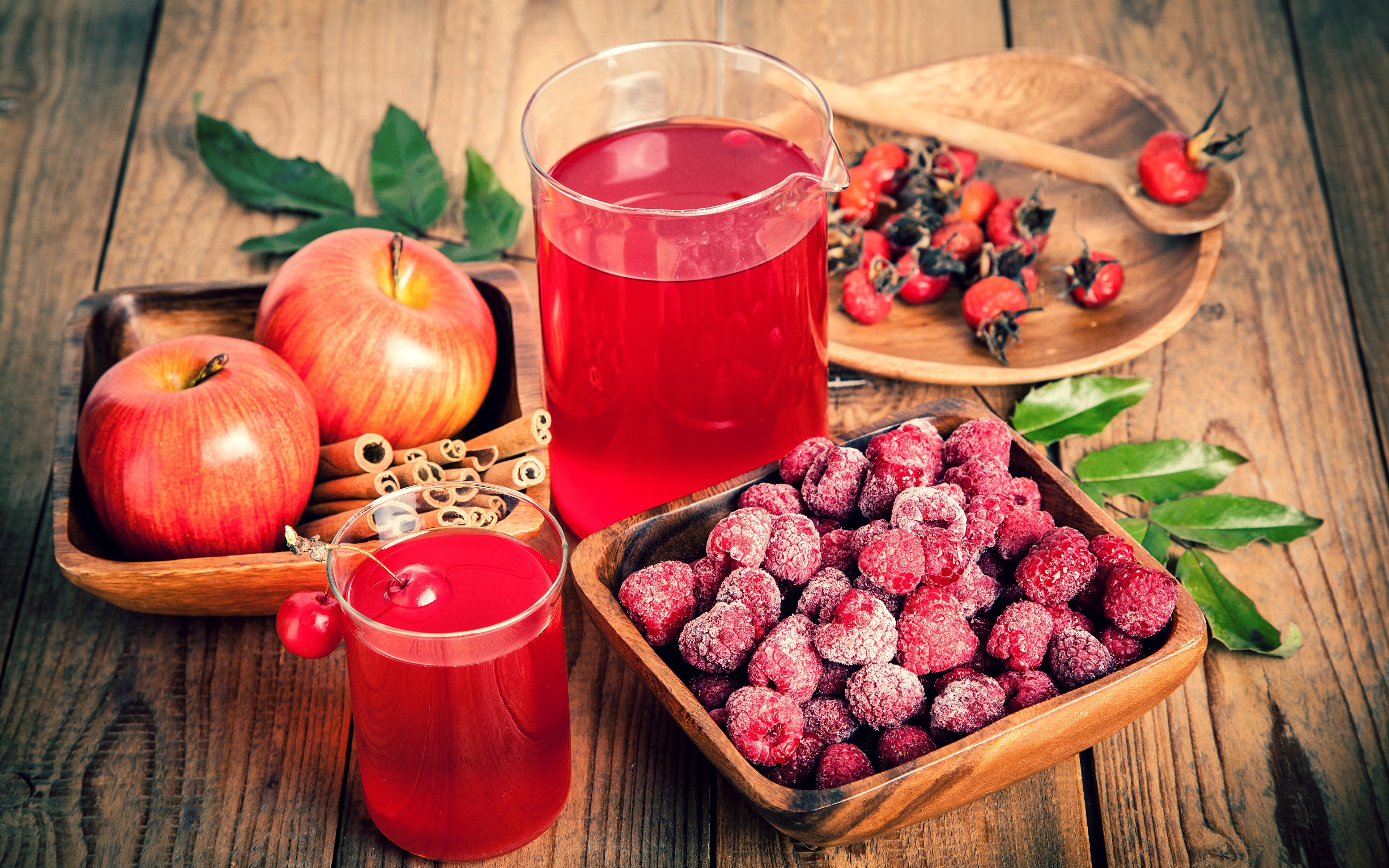 Still Life with Apples, Berries, and Juice HD Wallpaper