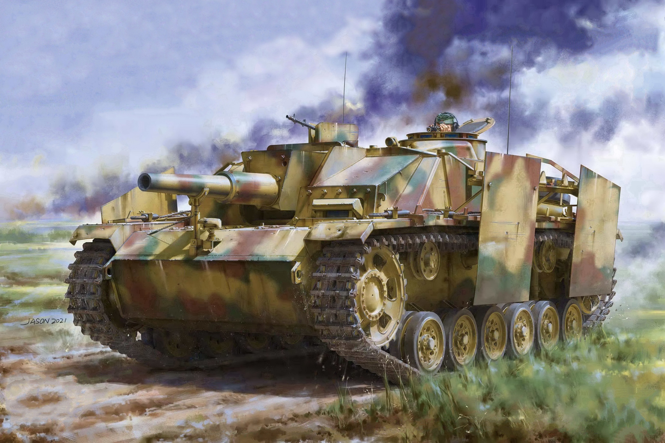 German Sturmgeschütz III assault gun in camouflage HD Wallpaper