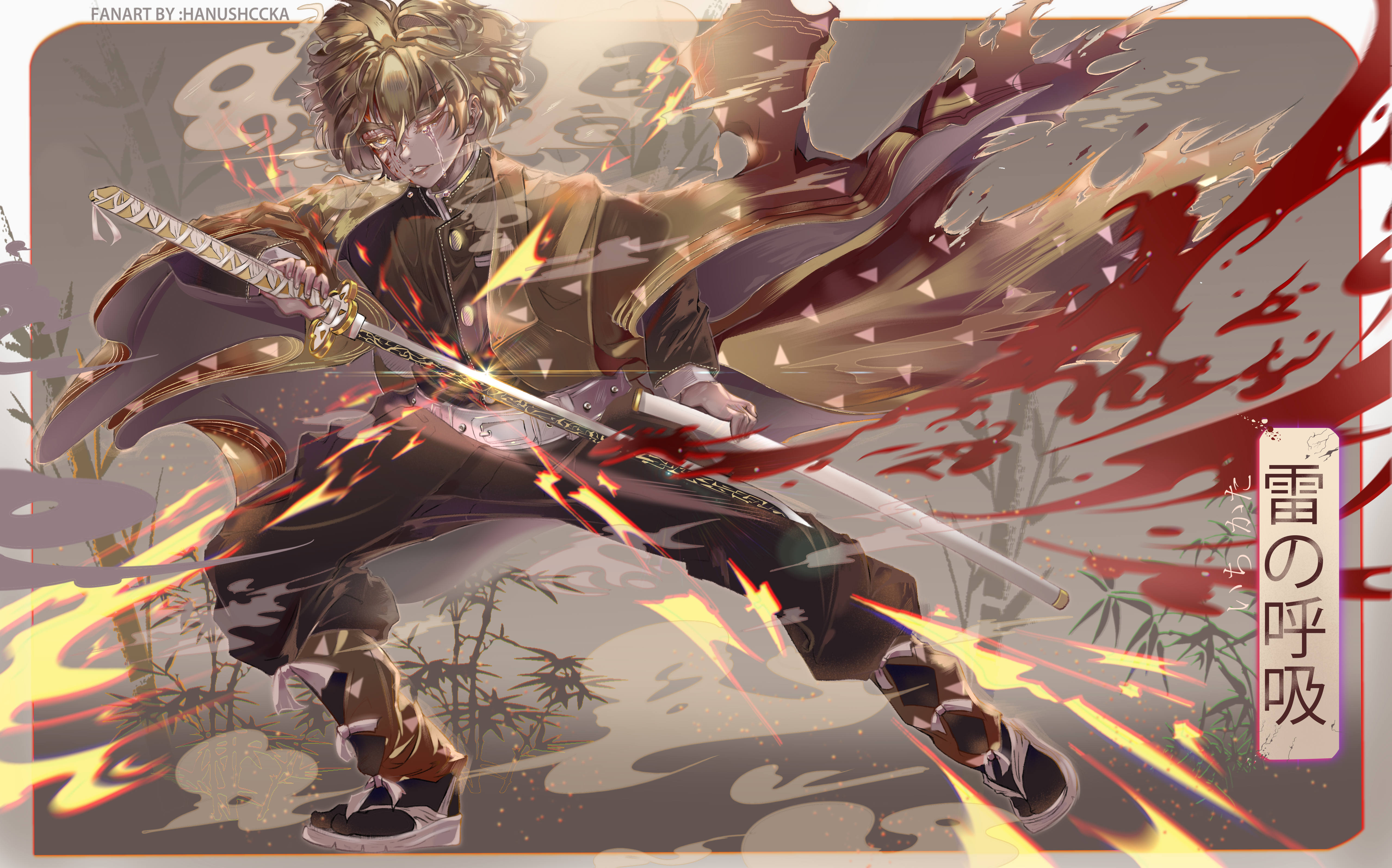 Zenitsu Agatsuma from Demon Slayer: Kimetsu No Yaiba 4K HD Wallpaper