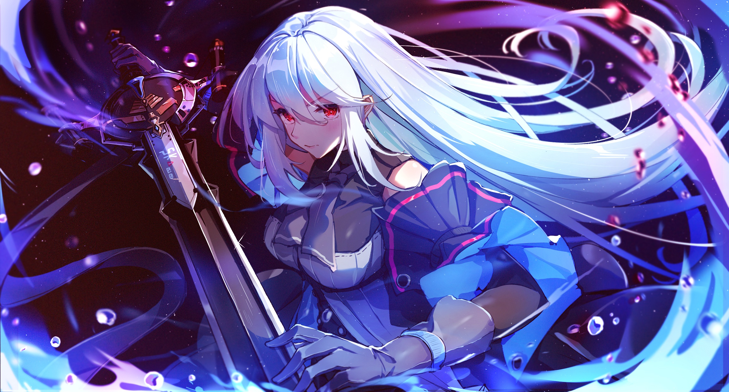 Skadi from Arknights with a sword HD Wallpaper