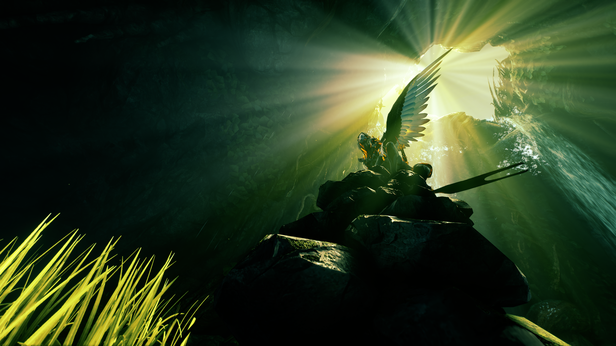 Wisp from Warframe in a cave HD Wallpaper