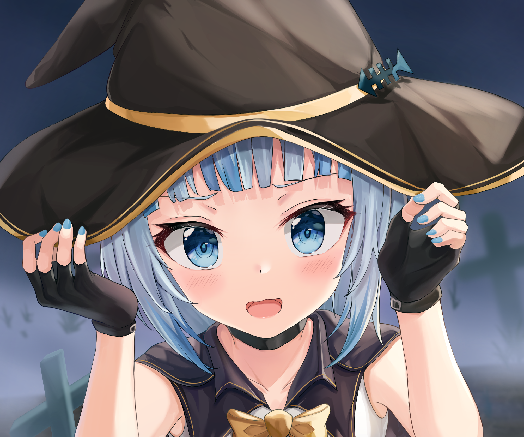 Gawr Gura from Hololive wearing a witch hat HD Wallpaper