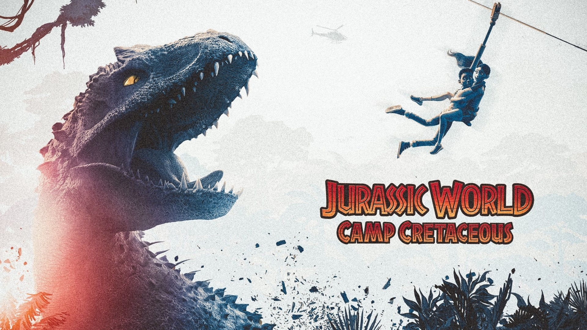 Jurassic World: Camp Cretaceous Dinosaur and People HD Wallpaper