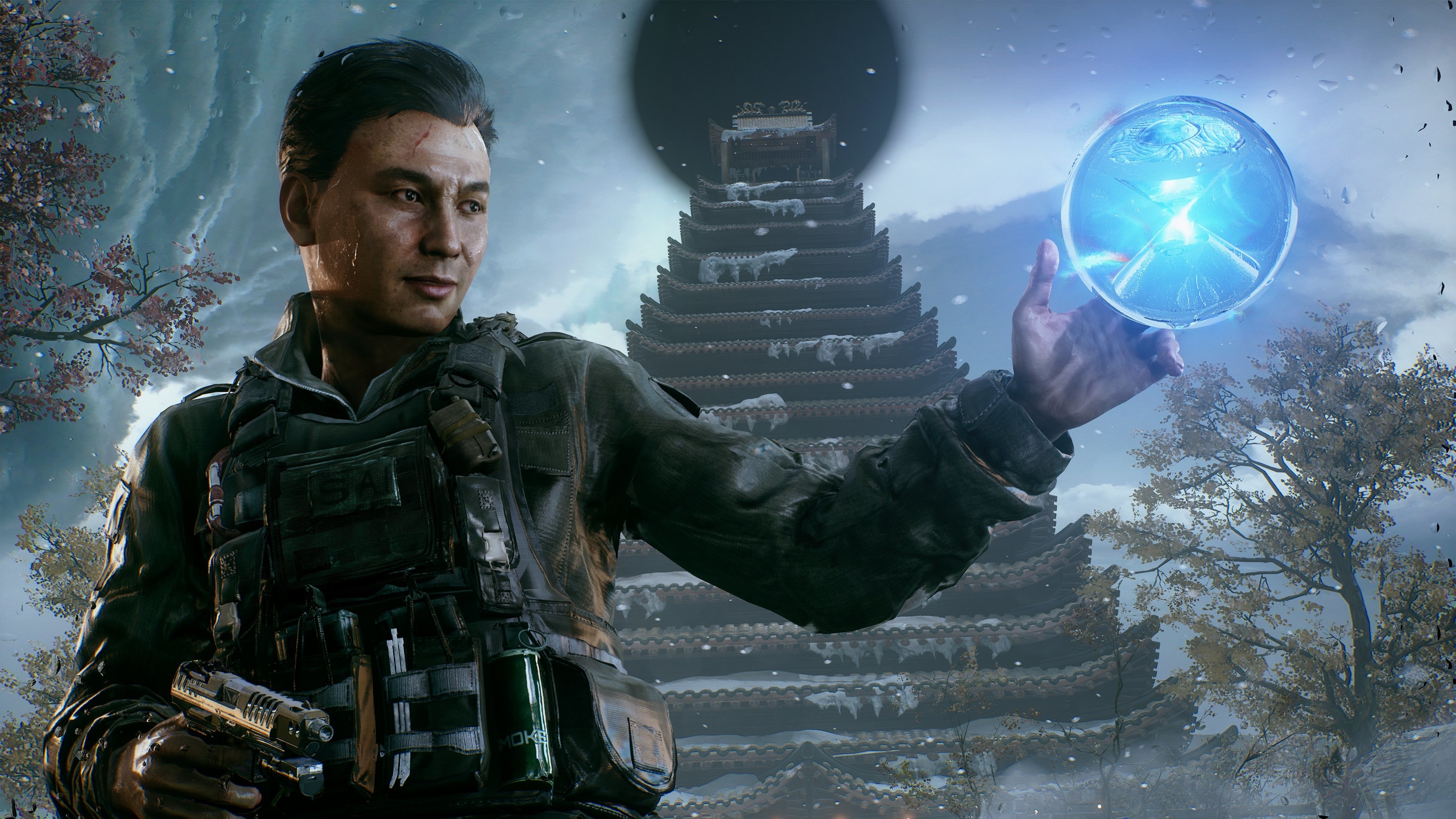 Man holding a glowing orb in Bright Memory: Infinite 4K HD Wallpaper