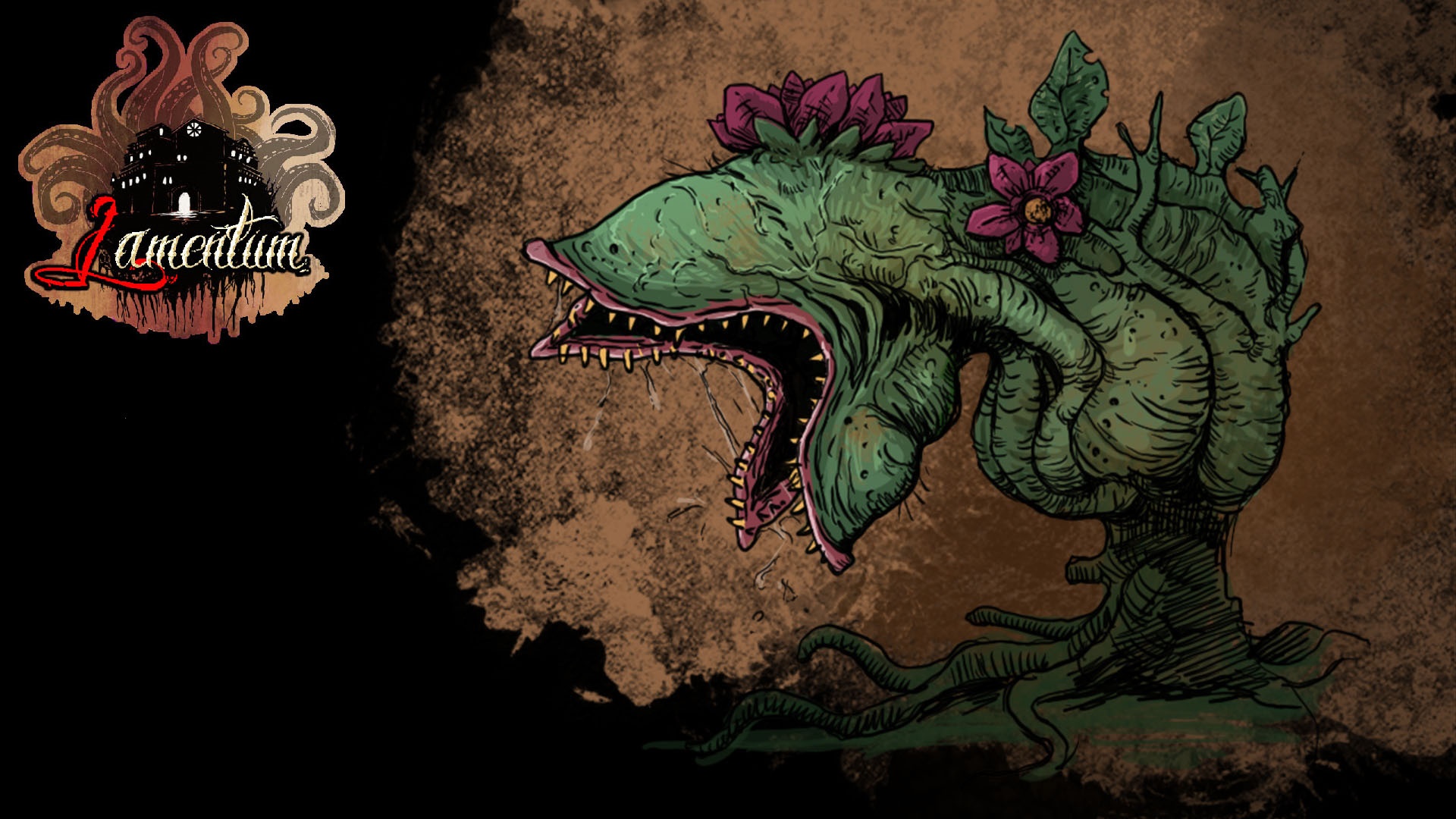 Lamentum logo with monster plant HD Wallpaper