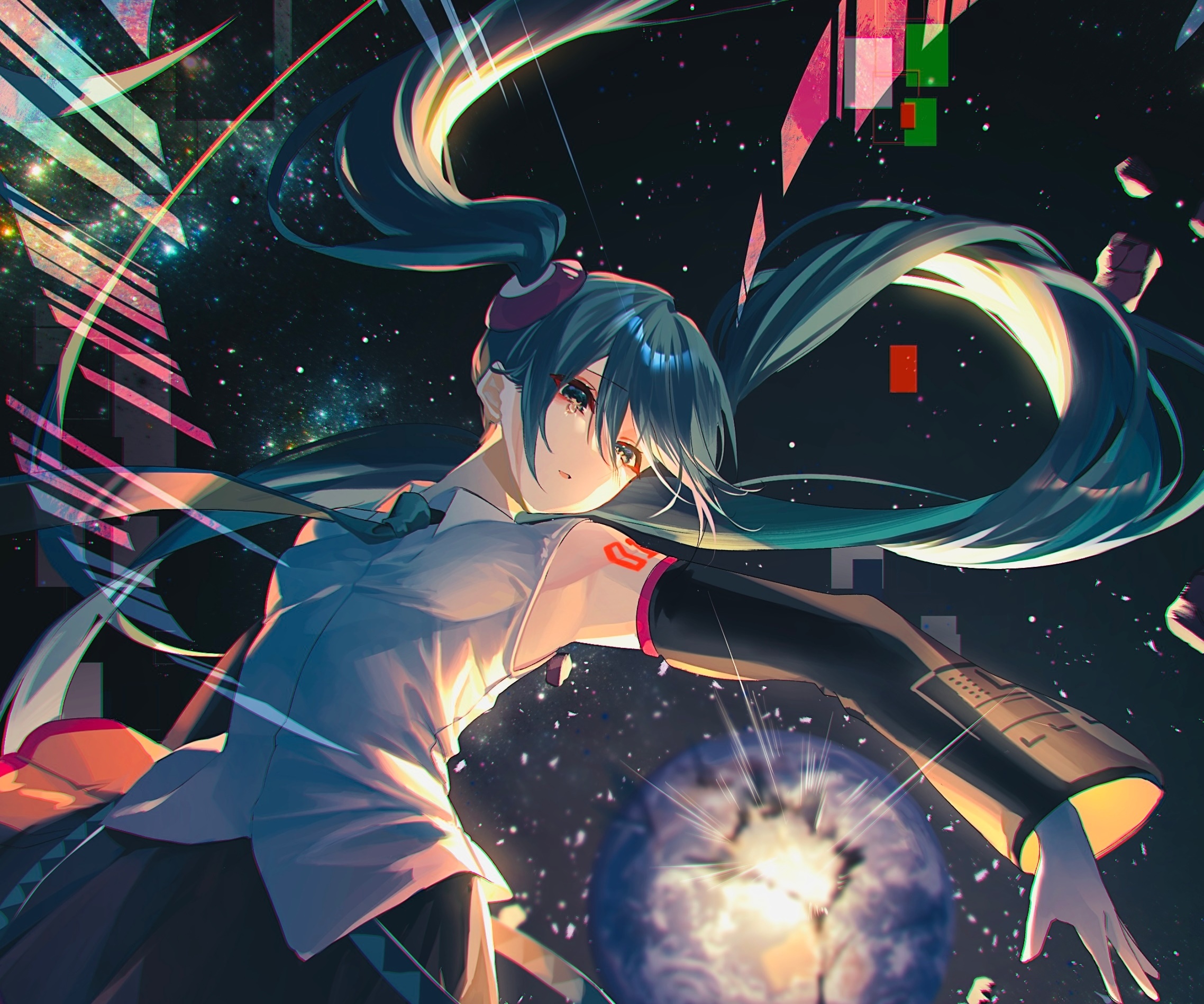 Hatsune Miku in Space HD Wallpaper