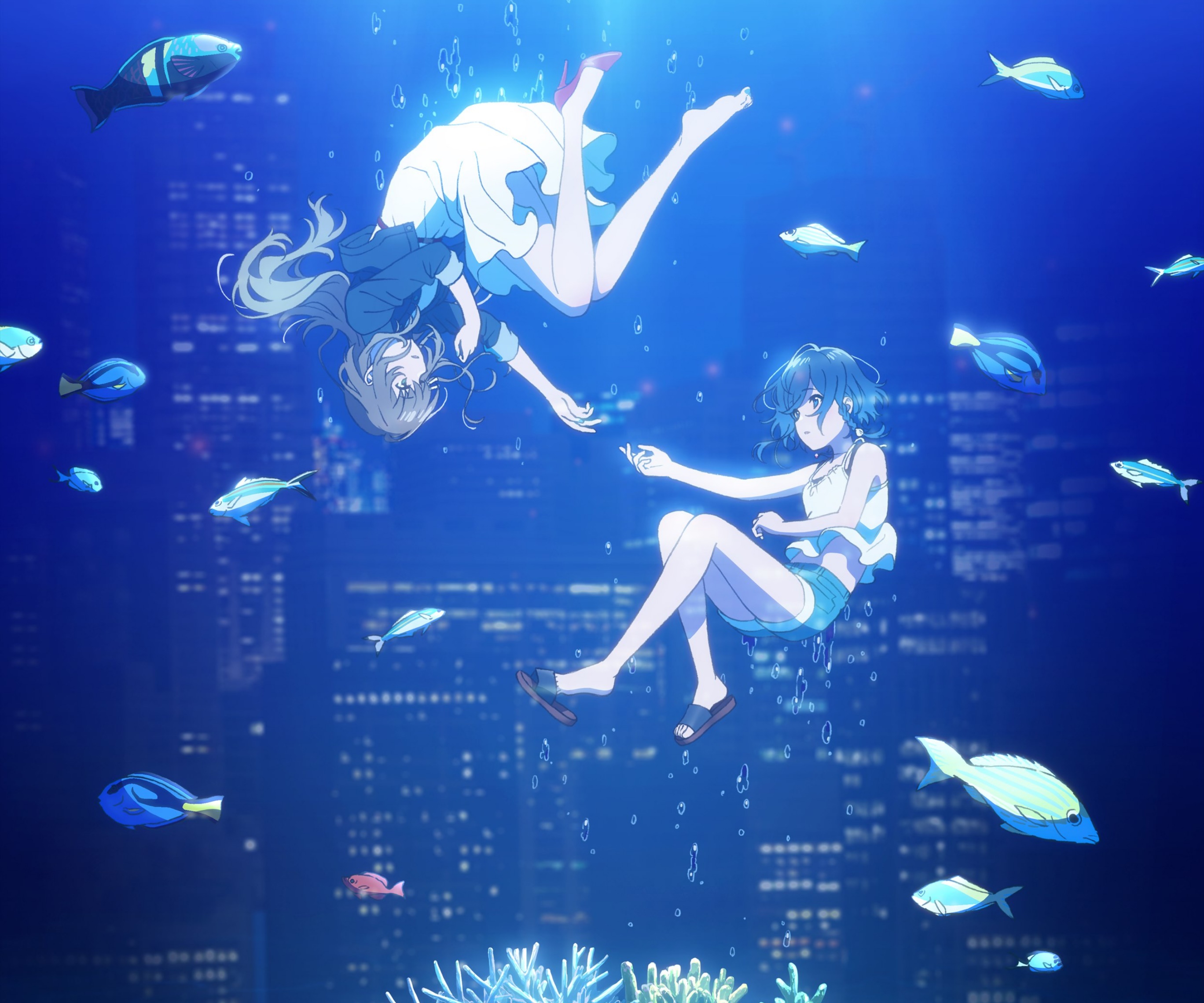 Kukuru Misakino and Fuka Miyazawa from Aquatope Of White Sand HD Wallpaper